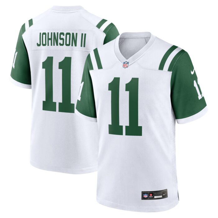 Men’s New York Jets Jermaine Johnson II Nike White Classic Alternate Game Jersey