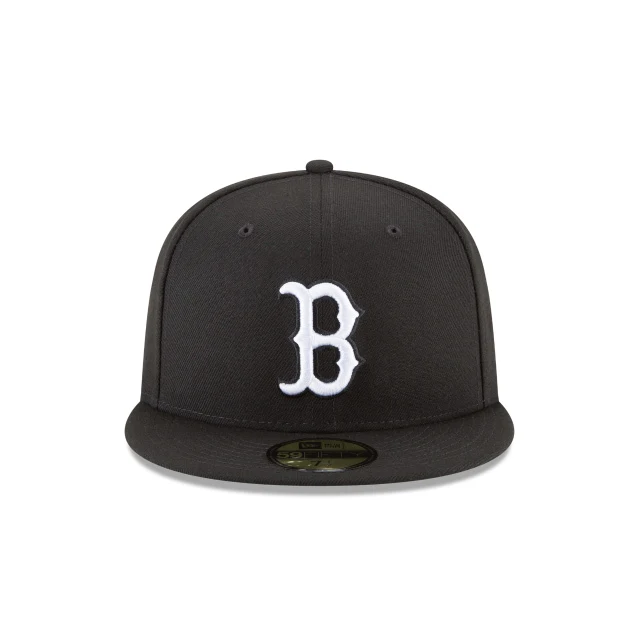 Boston Red Sox Black and White Basic 59FIFTY Fitted Hat