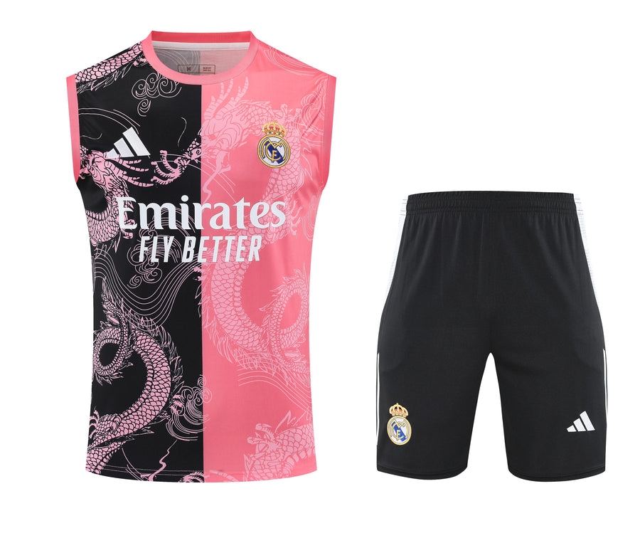 Kit Tank Top + Shorts Real Madrid Black/Pink Training 25/26