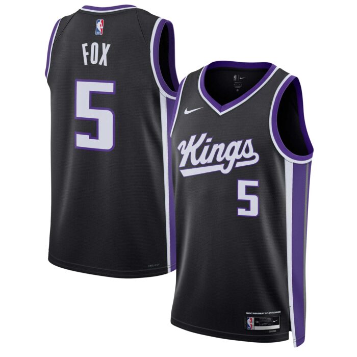 Unisex Sacramento Kings De’Aaron Fox Nike Black Swingman Jersey – Icon Edition