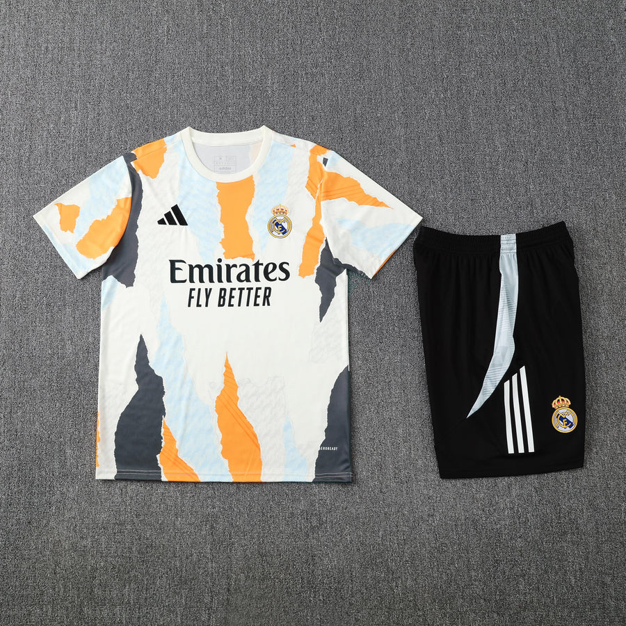 Kit Shirt + Shorts Real Madrid White/Black/Orange Training 25/26