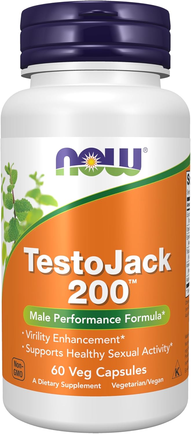 NOW Foods Supplements, TestoJack™ 200 with Tongkat Ali, Tribulus, Maca and Horny Goat Weed, 60 Veg Capsules - DragonVitality