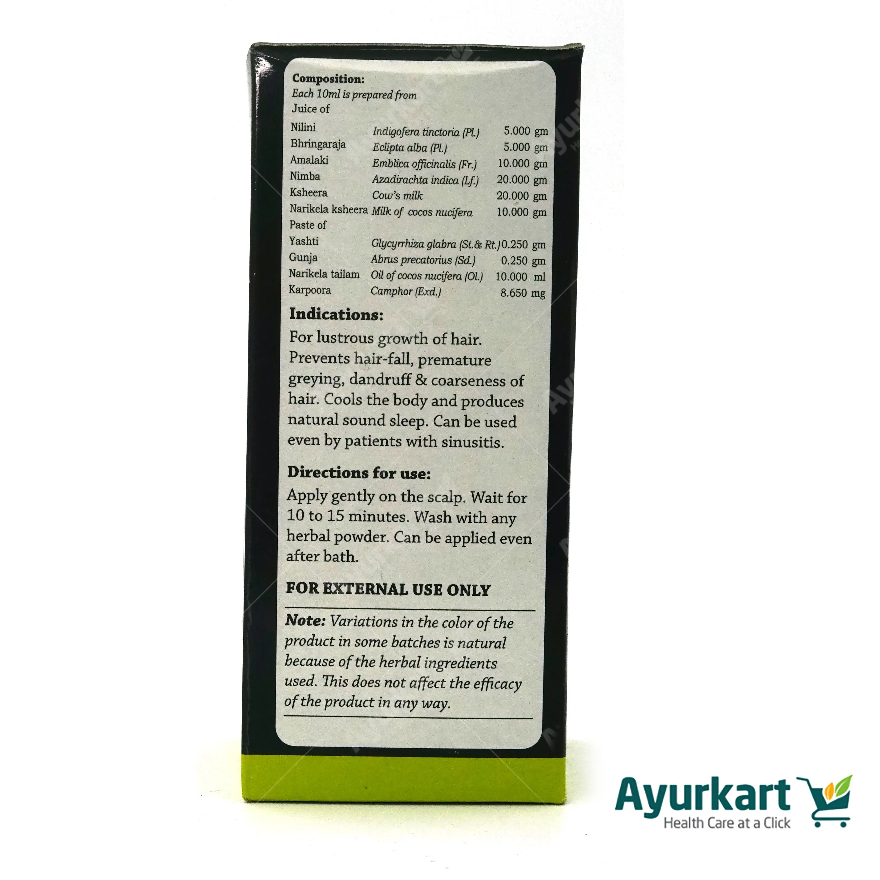 Karkuntal Ayurvedic Hair Oil - Arya Vaidya Nilayam (AVN Arogya) - DragonVitality