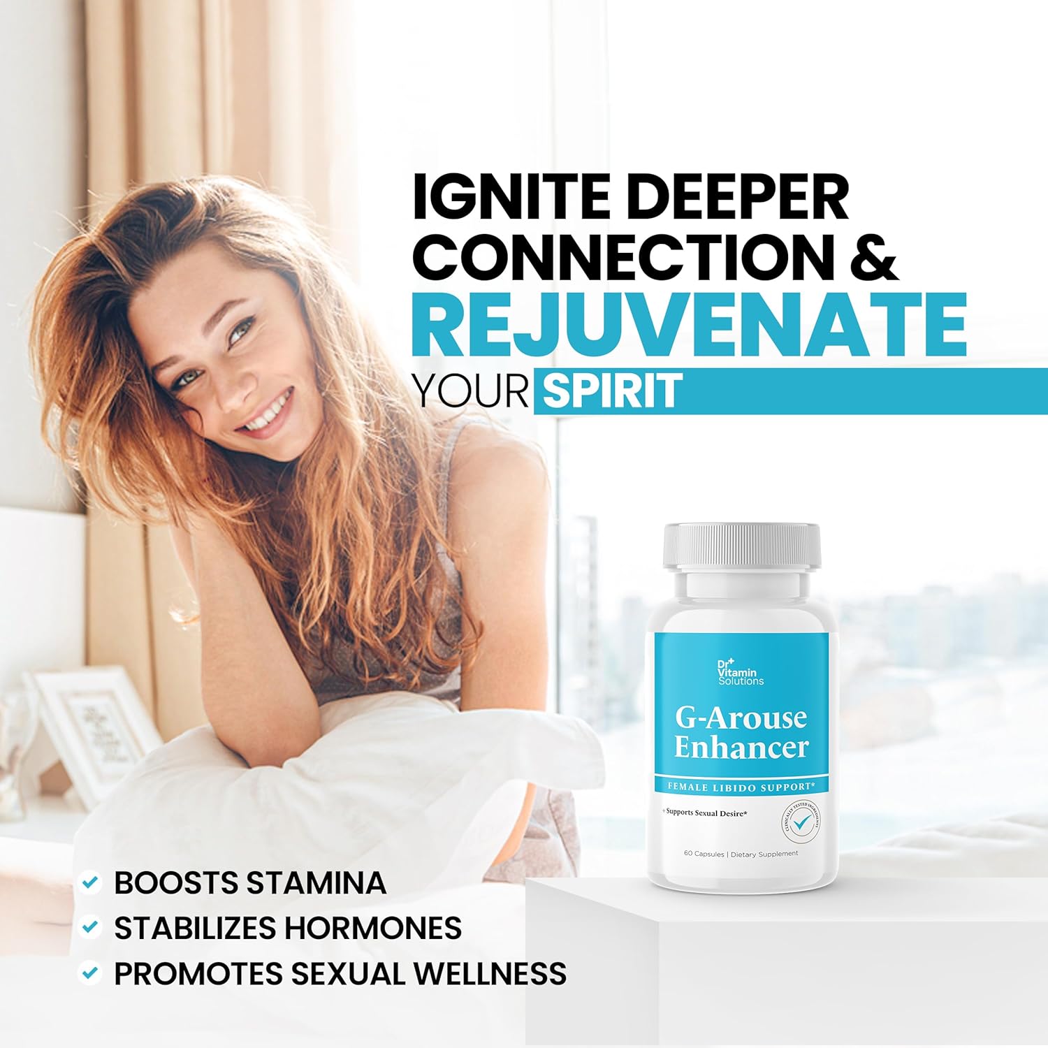 DR VITAMIN SOLUTIONS G-Arouse Enhancer for Female | Libido Booster for Women | Fast Acting Formula w/Horny Goat Weed, Maca Root, Tongkat Ali & Tribulus | Female Libido Booster for Energy, 60 Capsules - DragonVitality