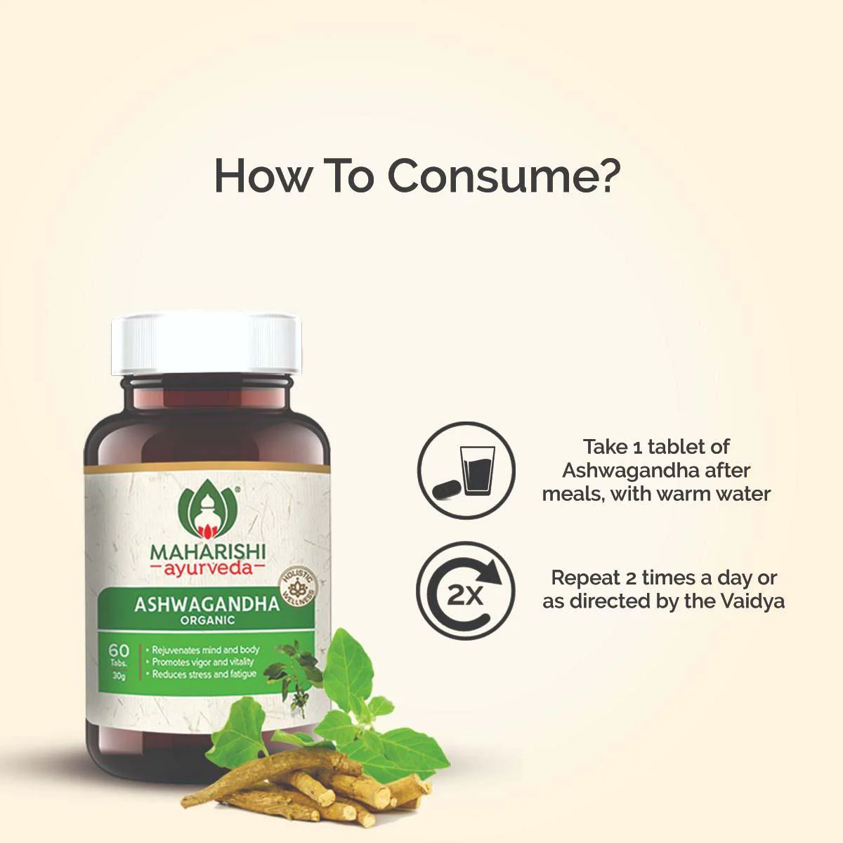 Organic Ashwagandha Tablets For boosting strength and relieving stress - DragonVitality