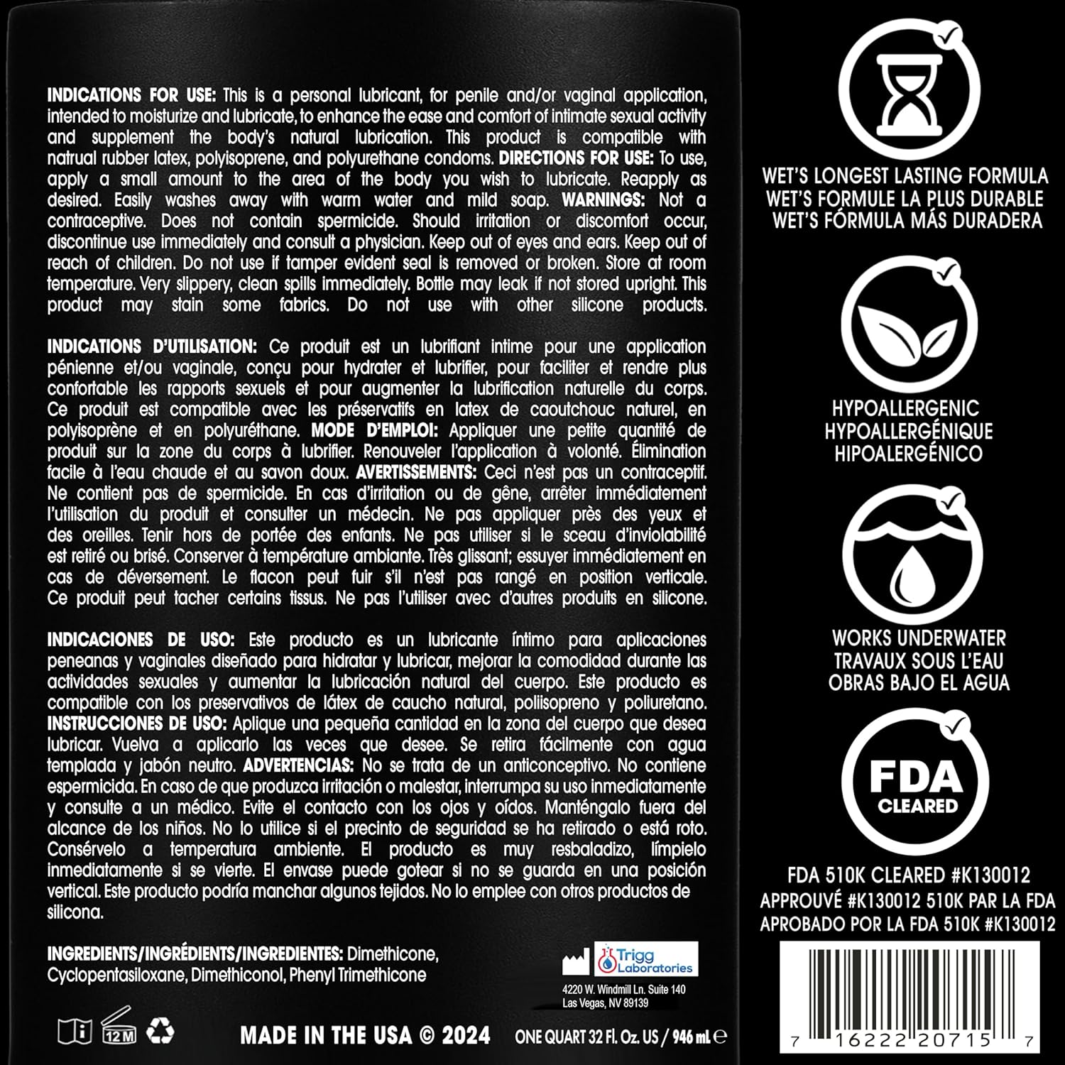 Wet Platinum Silicone-Based Personal Lubricant | Ultra Smooth, Super Slick, Hypoallergenic, Long-Lasting Performance, Waterproof Formula| Lube for Men, Women & Couples, 4.2 fl oz - DragonVitality