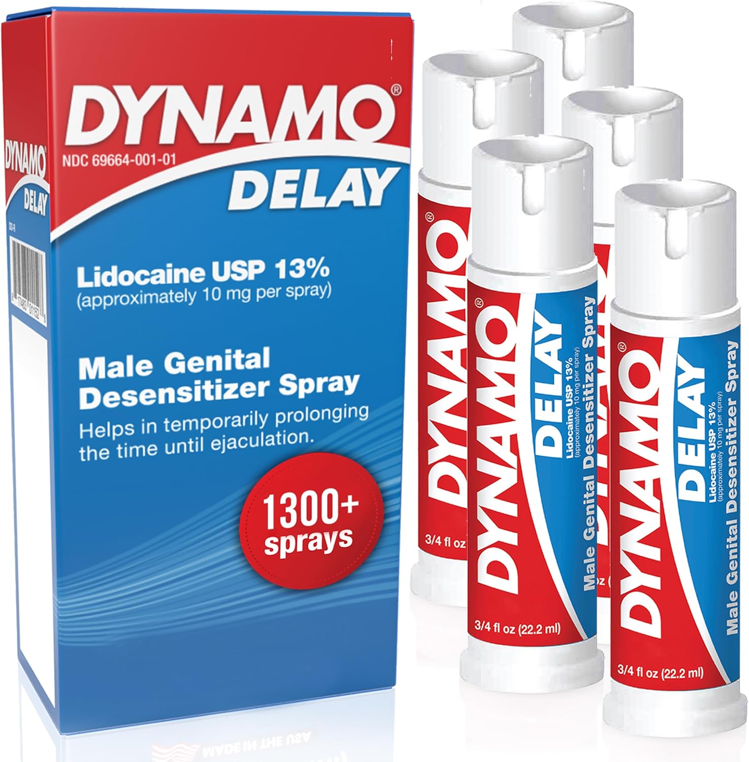 Dynamo Delay Spray for Men – 13% Lidocaine Numbing Spray to Help You Last Longer – 2 Pack Climax Control – FDA Registered, Better Value - DragonVitality