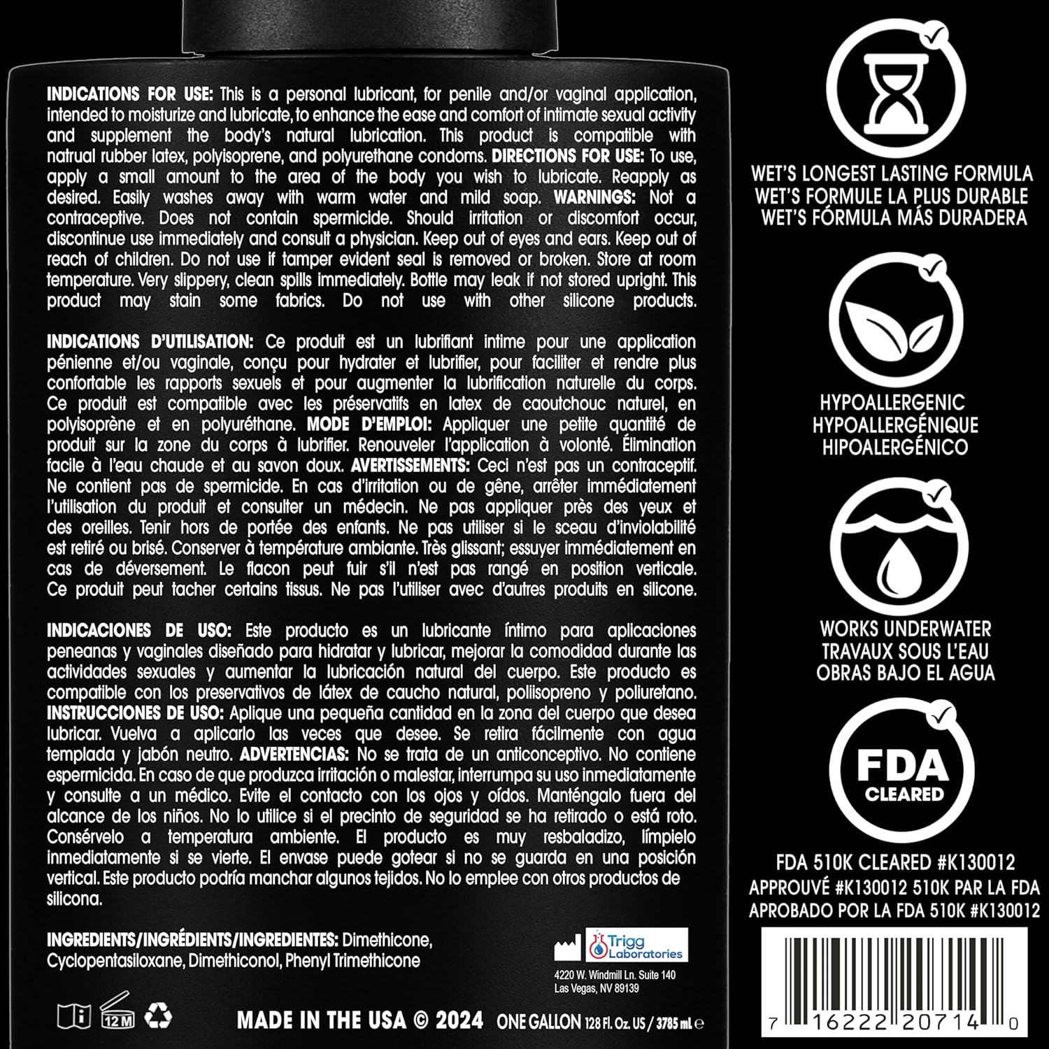 Wet Platinum Silicone-Based Personal Lubricant | Ultra Smooth, Super Slick, Hypoallergenic, Long-Lasting Performance, Waterproof Formula| Lube for Men, Women & Couples, 4.2 fl oz - DragonVitality