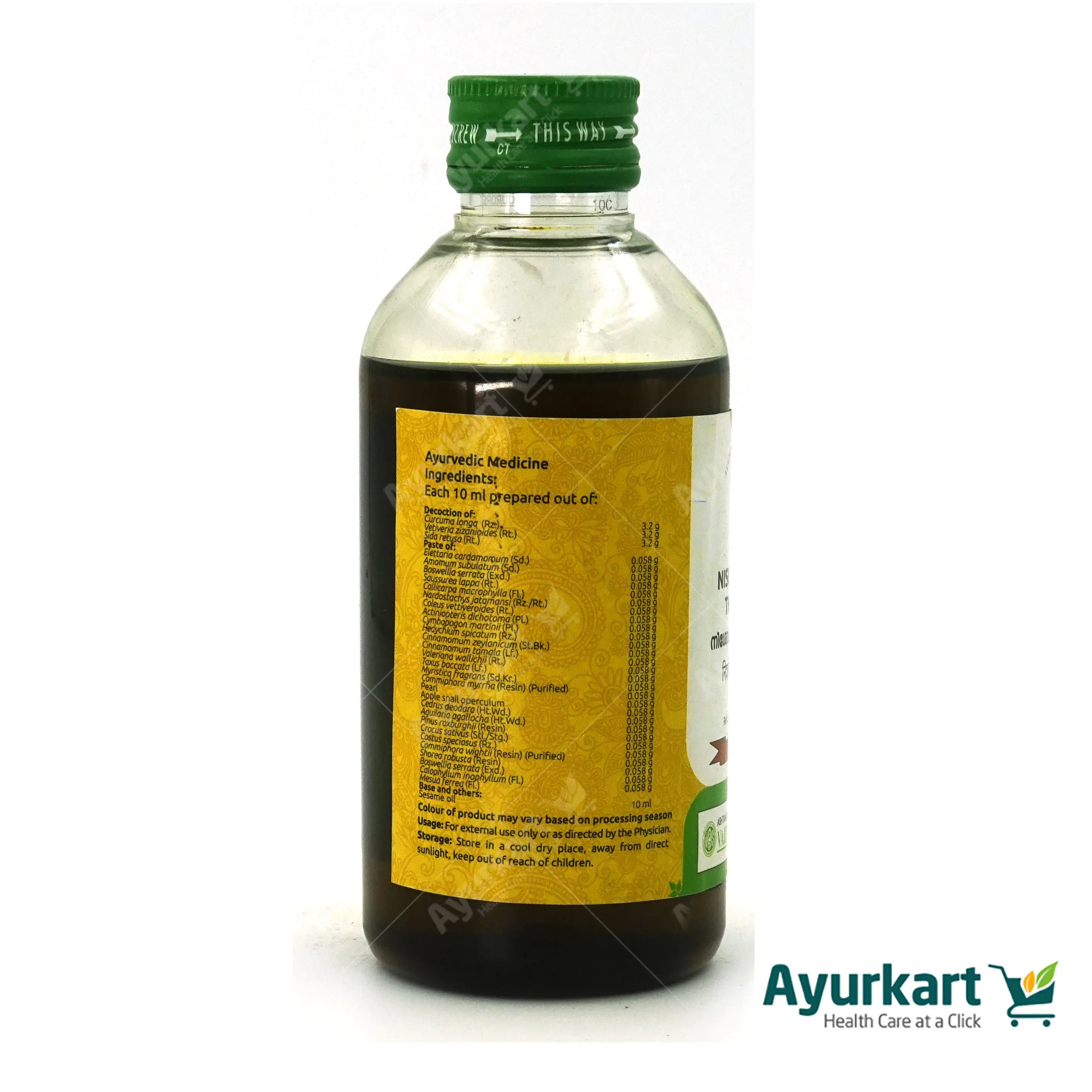 Nisoseeradi Thailam - 200ML - Vaidyaratnam - DragonVitality