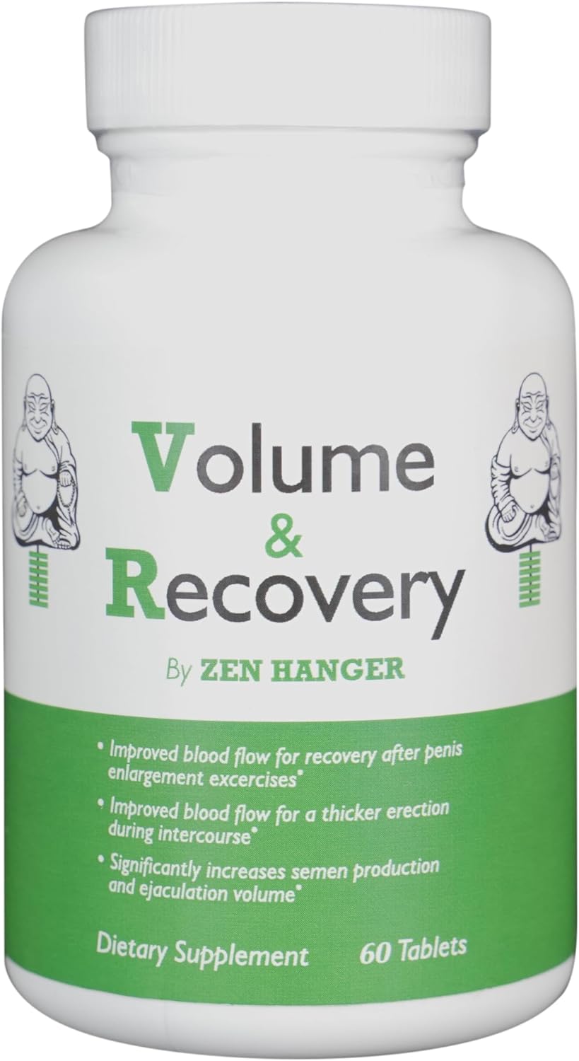 Zen Hanger Male Size Enhancement Pills (60 Count/Bottle, 2 Bottles) - Mens Supplement for Volume & Recovery After Enlargement Exercises - Penis Girth & Enlargement Pills - DragonVitality