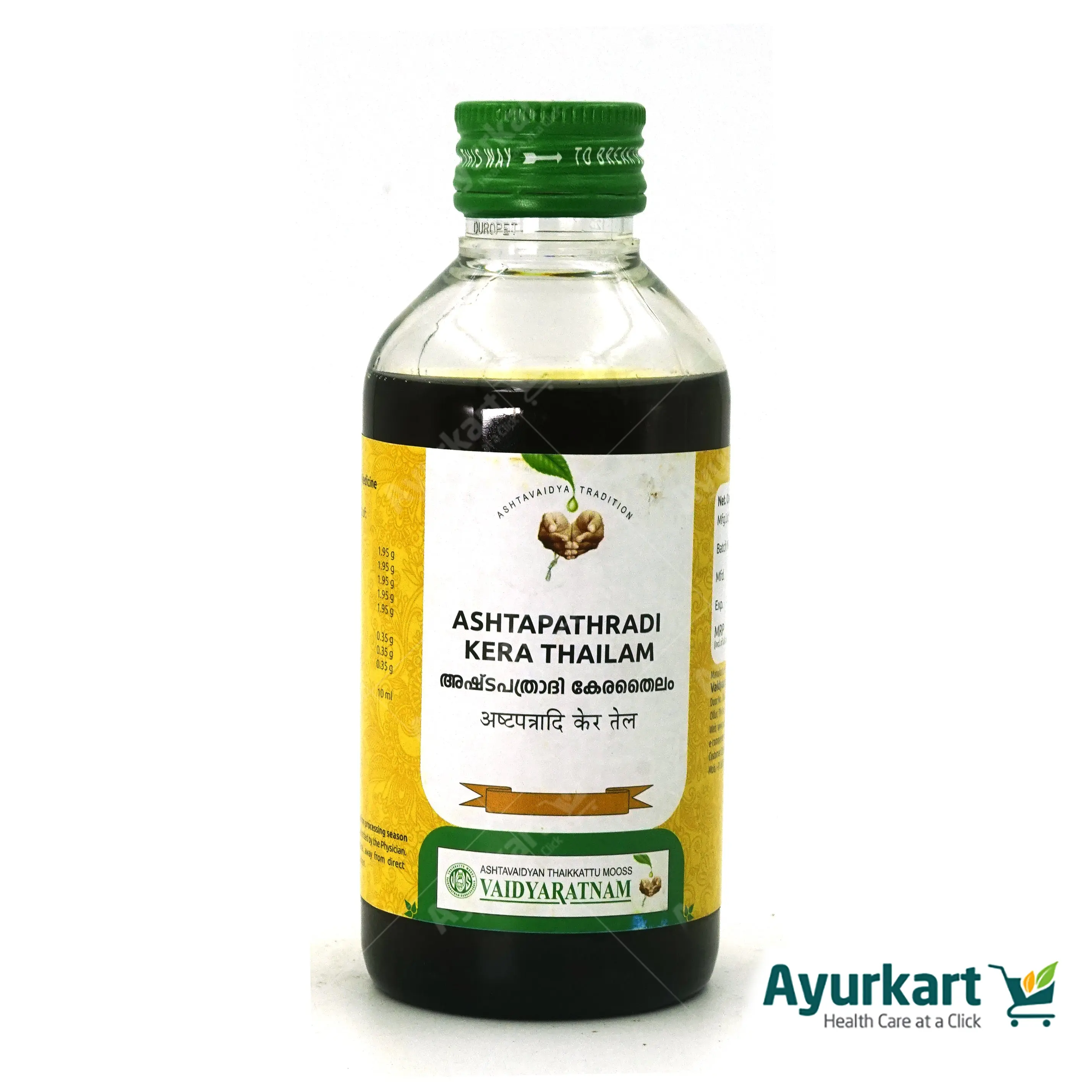 Ashtapathradi Kera Thailam - 200ML - Vaidyaratnam - DragonVitality