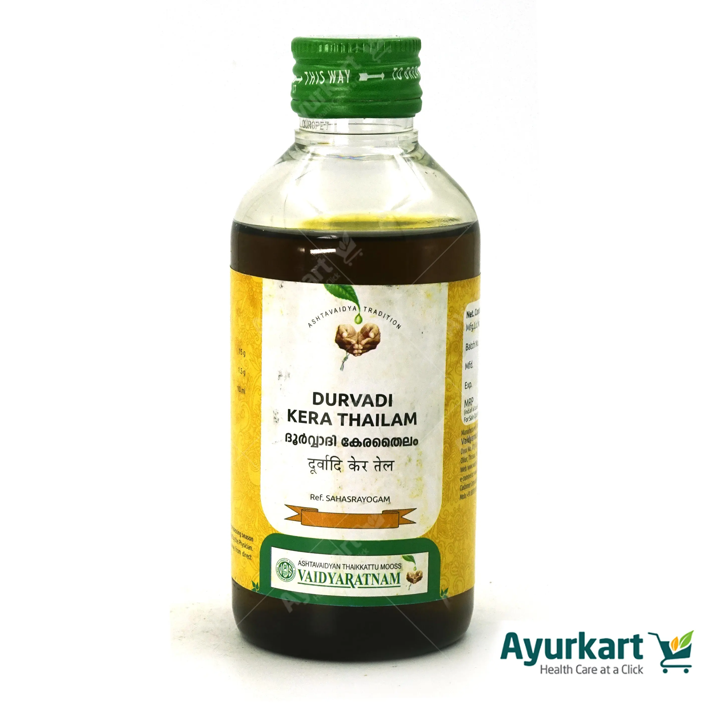 Durvadi Kera Thailam - 200ML - Vaidyaratnam - DragonVitality