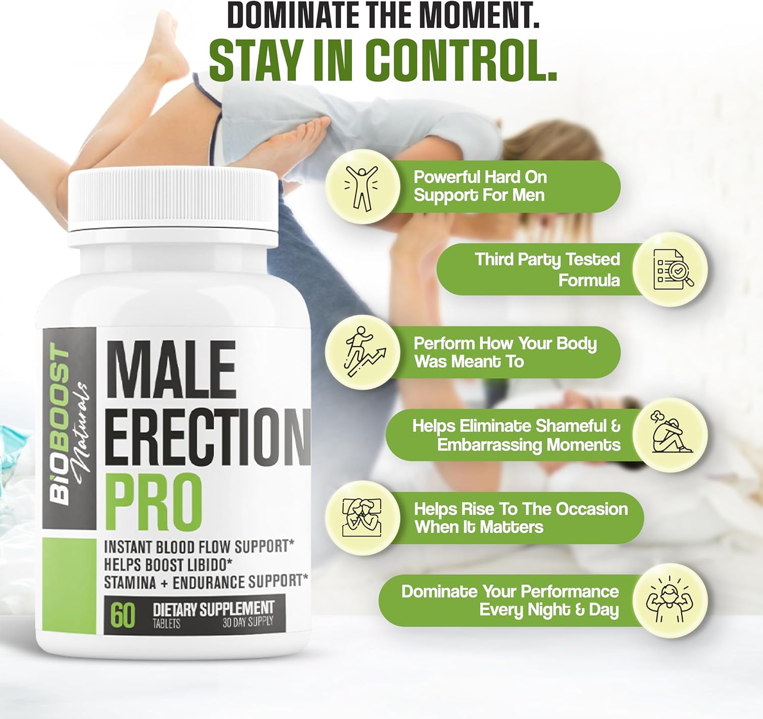 Male Perfomance Pro 2,187mg - 20 Ultra Ingredients | Pills for Men for Fast Acting Blood Flow, Vigor, Drive & Size EnIargement | 3rd Party Tested Formula - 60 Quick Dissolve Tablets - DragonVitality