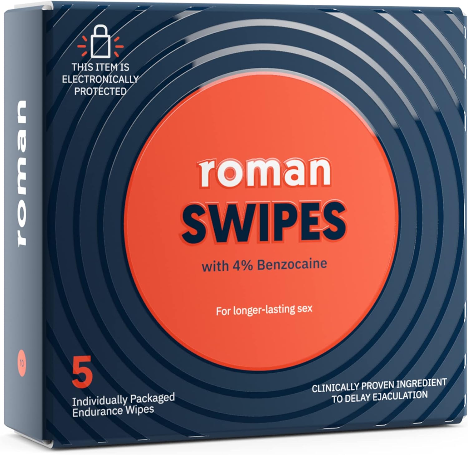 ROMAN Swipes | Fast-Acting, Convenient, Over-The-Counter Wipes Increase Stamina, Formulated with 4% Benzocaine, Features Discreet Packaging | 12-Pack - DragonVitality