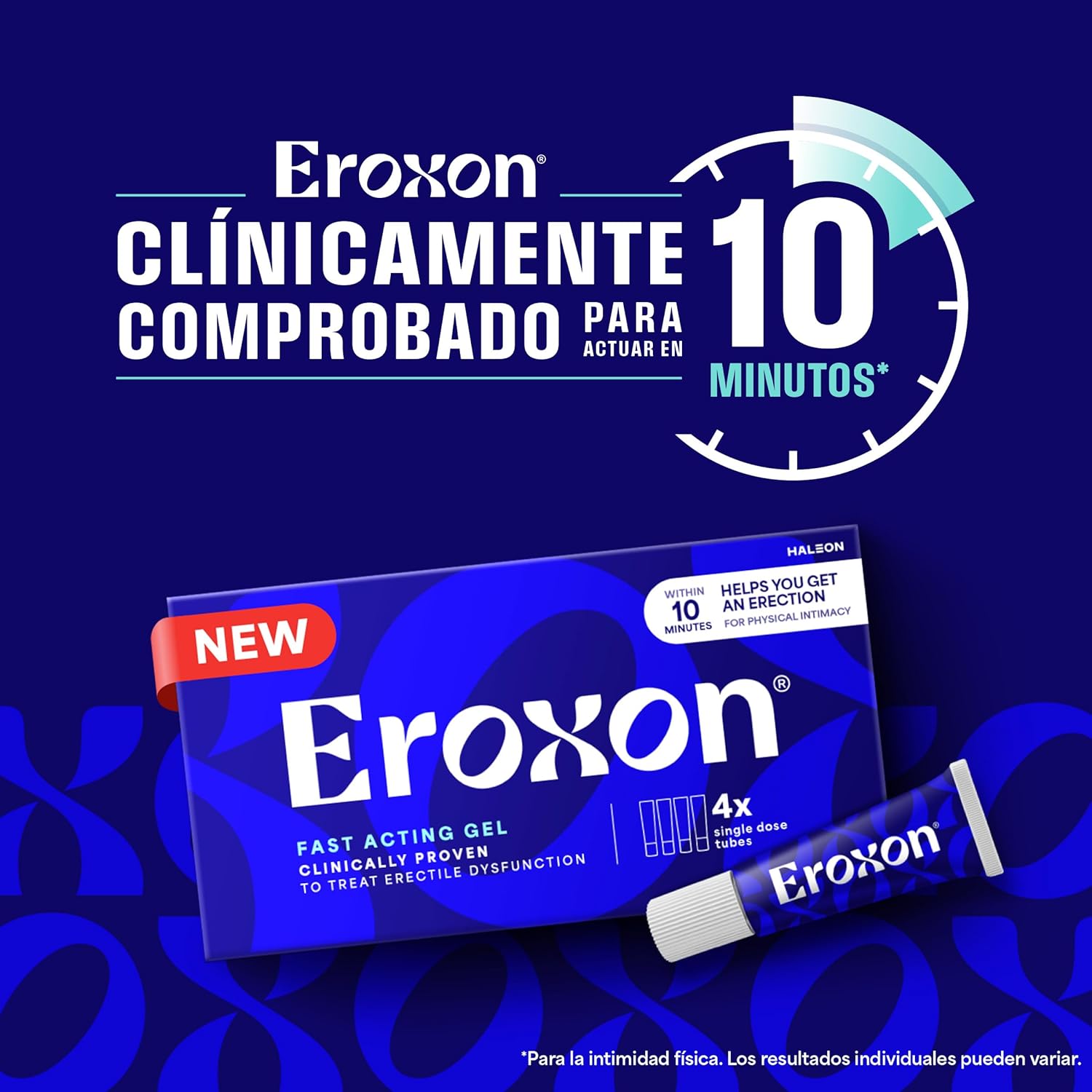 Eroxon Erectile Dysfunction Treatment Gel, New Clinically Proven Topical Gel, Helps Get an Erection Within 10 Minutes, 4 Single Use Tubes - DragonVitality