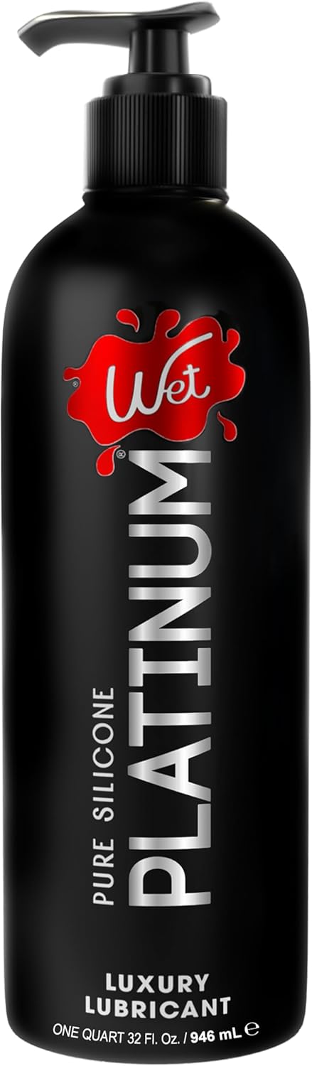 Wet Platinum Silicone-Based Personal Lubricant | Ultra Smooth, Super Slick, Hypoallergenic, Long-Lasting Performance, Waterproof Formula| Lube for Men, Women & Couples, 4.2 fl oz - DragonVitality