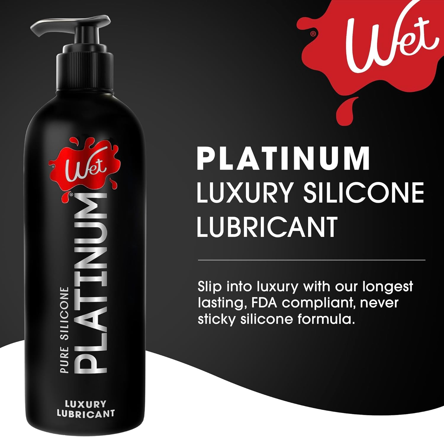 Wet Platinum Silicone-Based Personal Lubricant | Ultra Smooth, Super Slick, Hypoallergenic, Long-Lasting Performance, Waterproof Formula| Lube for Men, Women & Couples, 4.2 fl oz - DragonVitality