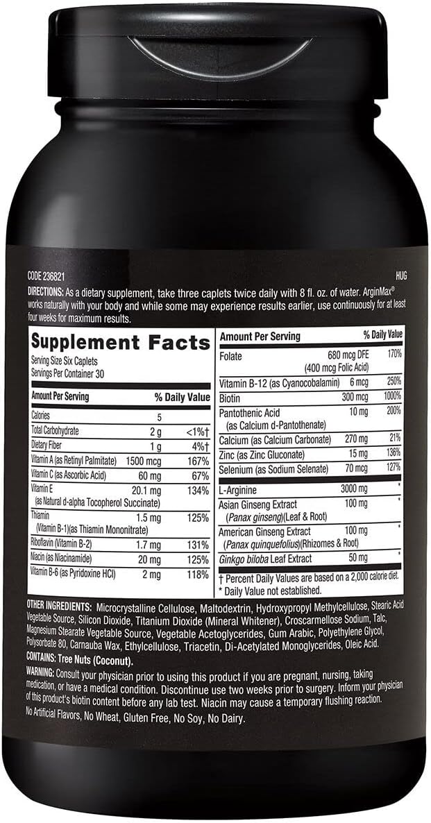 GNC Mens Arginmax Sexual Health Supplement for Men, 180 Count, Supports Blood Flow and Vitality - DragonVitality