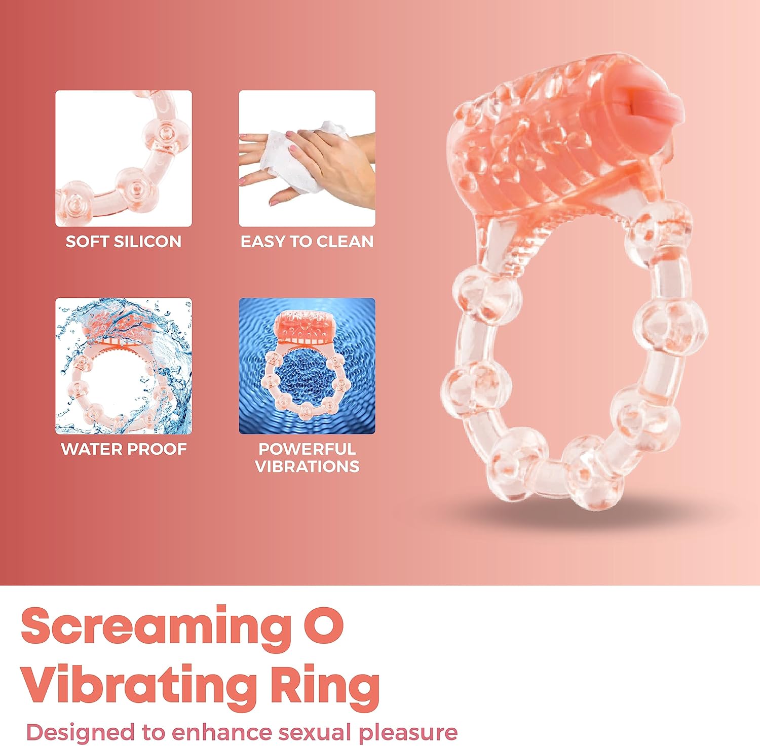 Screaming O Vibrating Ring – 10-Pack Disposable Vibrating Penis Rings, Mutual Pleasure Enhancers for Couples, Travel-Friendly, Body-Safe Silicone - DragonVitality