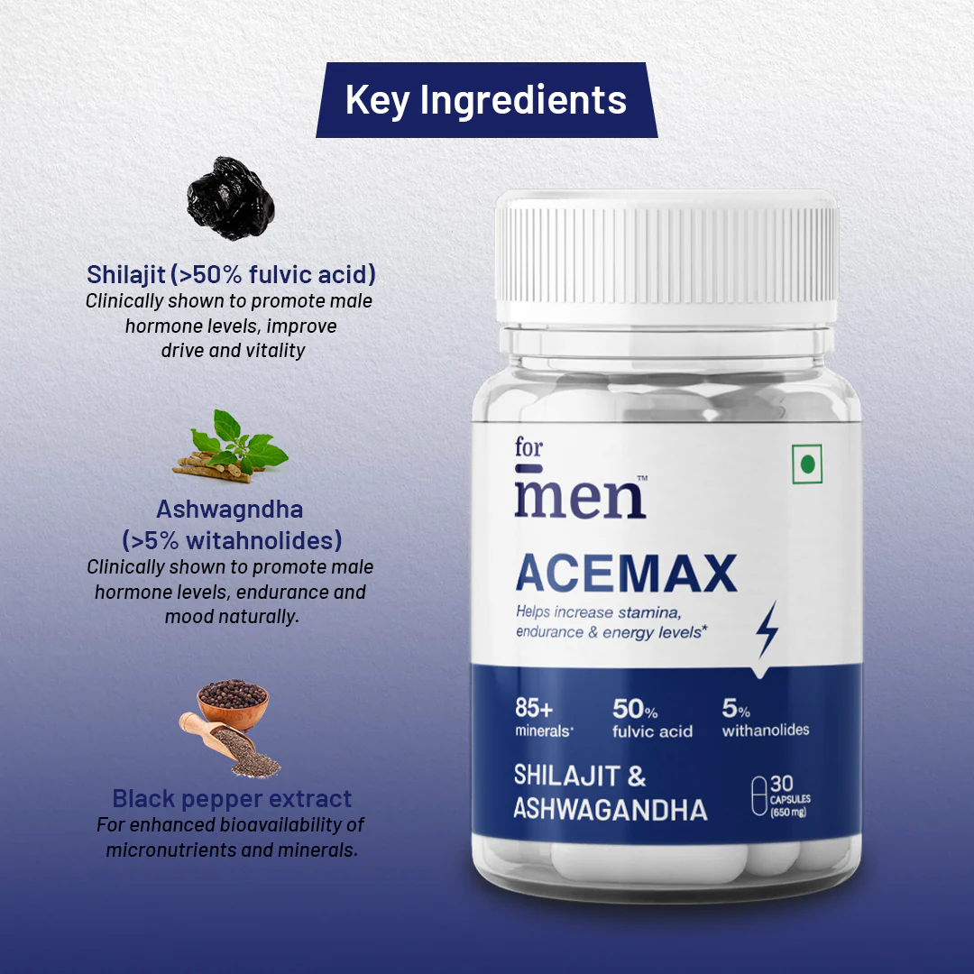AceMax Shilajit & Ashwagandha Capsules for Men - DragonVitality