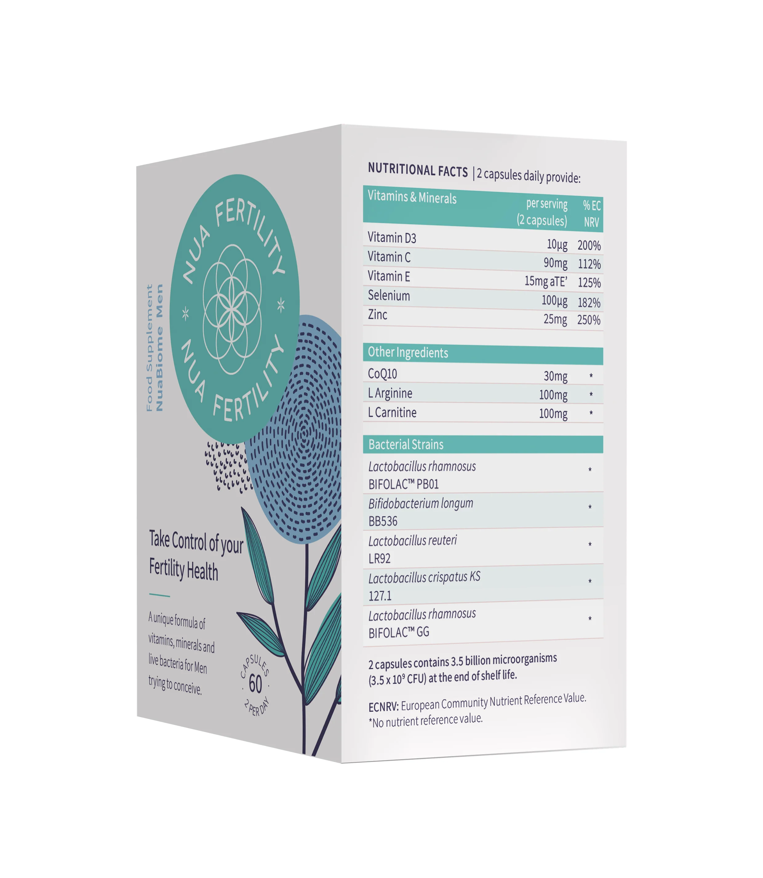 Nua Fertility NuaBiome Men 60 Capsules - DragonVitality