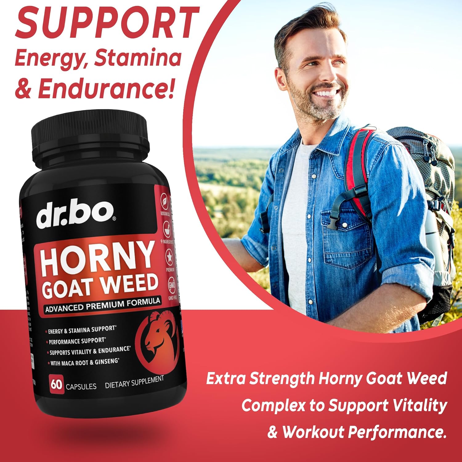 Horny Goat Weed For Men and Women - 1590mg Extra Max Male Enhancement, Stamina, Endurance, Performance - Maca Root, Tribulus, Muira Puama, L Arginine Ginseng Hornygoatweed for Men & Women - 60 Pills - DragonVitality