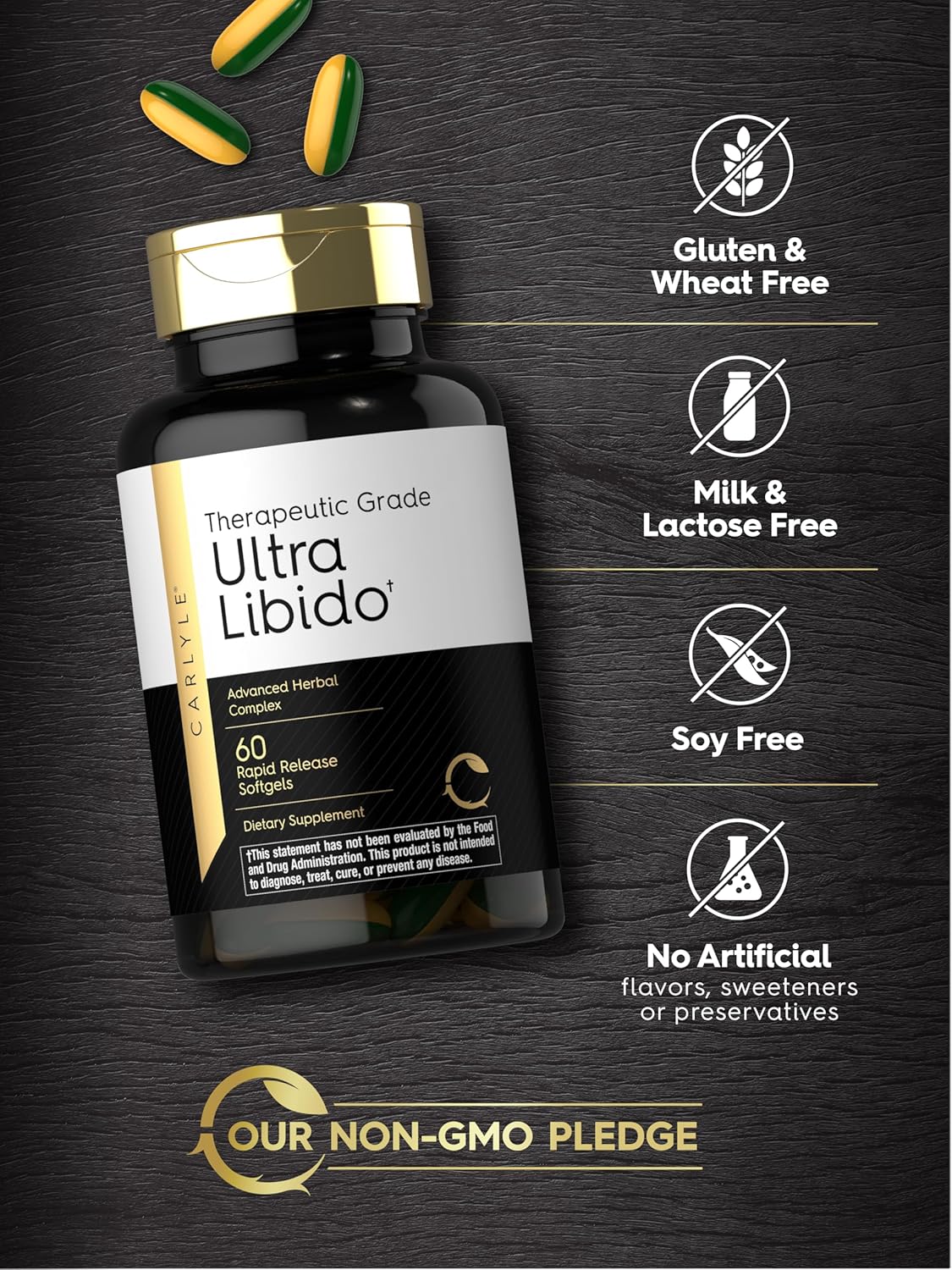 Carlyle Ultra Libido Supplement for Men | 60 Softgel Capsules | Extreme Male Formula | Non-GMO & Gluten Free - DragonVitality