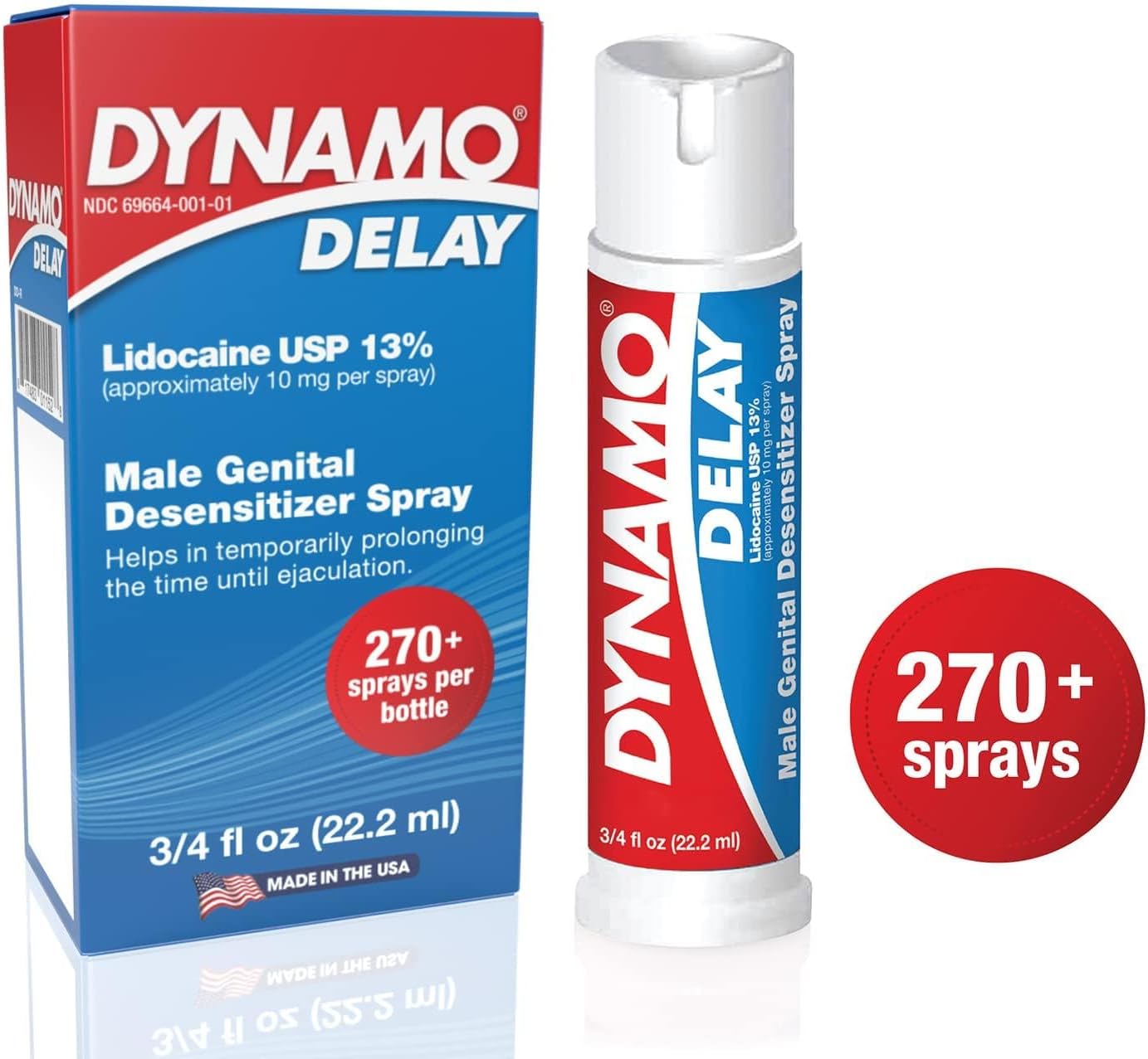 Dynamo Delay Spray for Men – 13% Lidocaine Numbing Spray to Help You Last Longer – 2 Pack Climax Control – FDA Registered, Better Value - DragonVitality