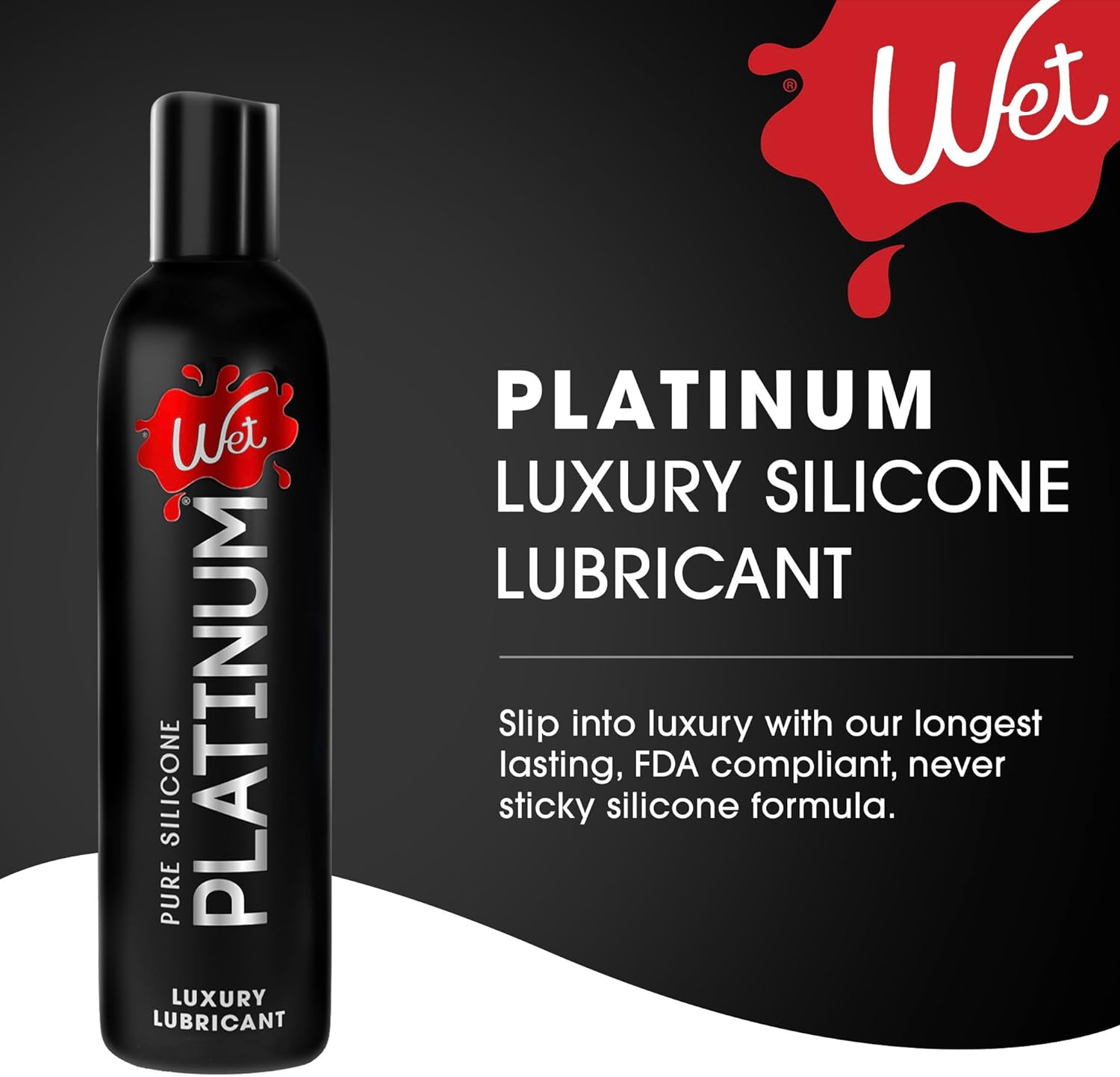 Wet Platinum Silicone-Based Personal Lubricant | Ultra Smooth, Super Slick, Hypoallergenic, Long-Lasting Performance, Waterproof Formula| Lube for Men, Women & Couples, 4.2 fl oz - DragonVitality