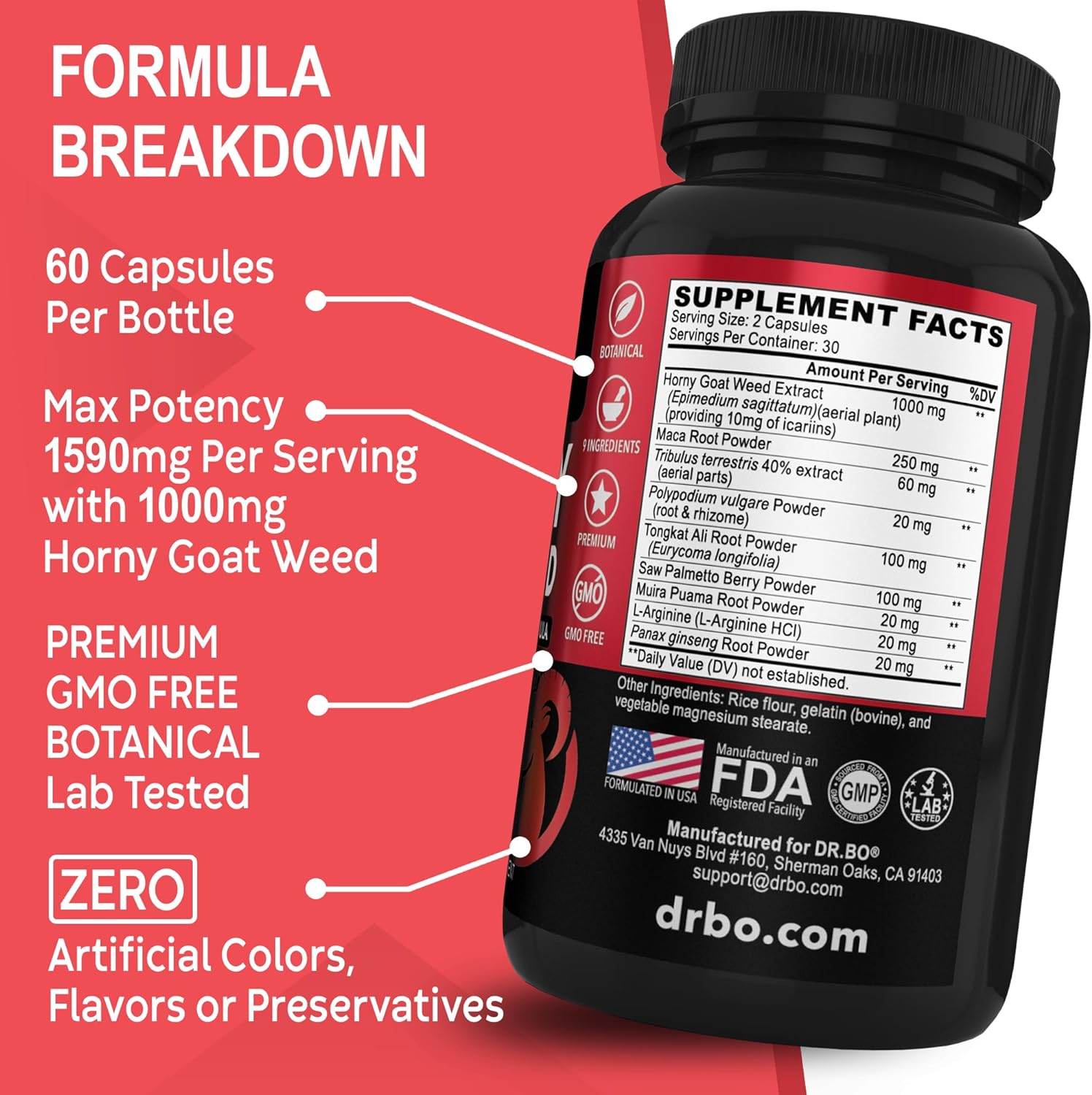 Horny Goat Weed For Men and Women - 1590mg Extra Max Male Enhancement, Stamina, Endurance, Performance - Maca Root, Tribulus, Muira Puama, L Arginine Ginseng Hornygoatweed for Men & Women - 60 Pills - DragonVitality