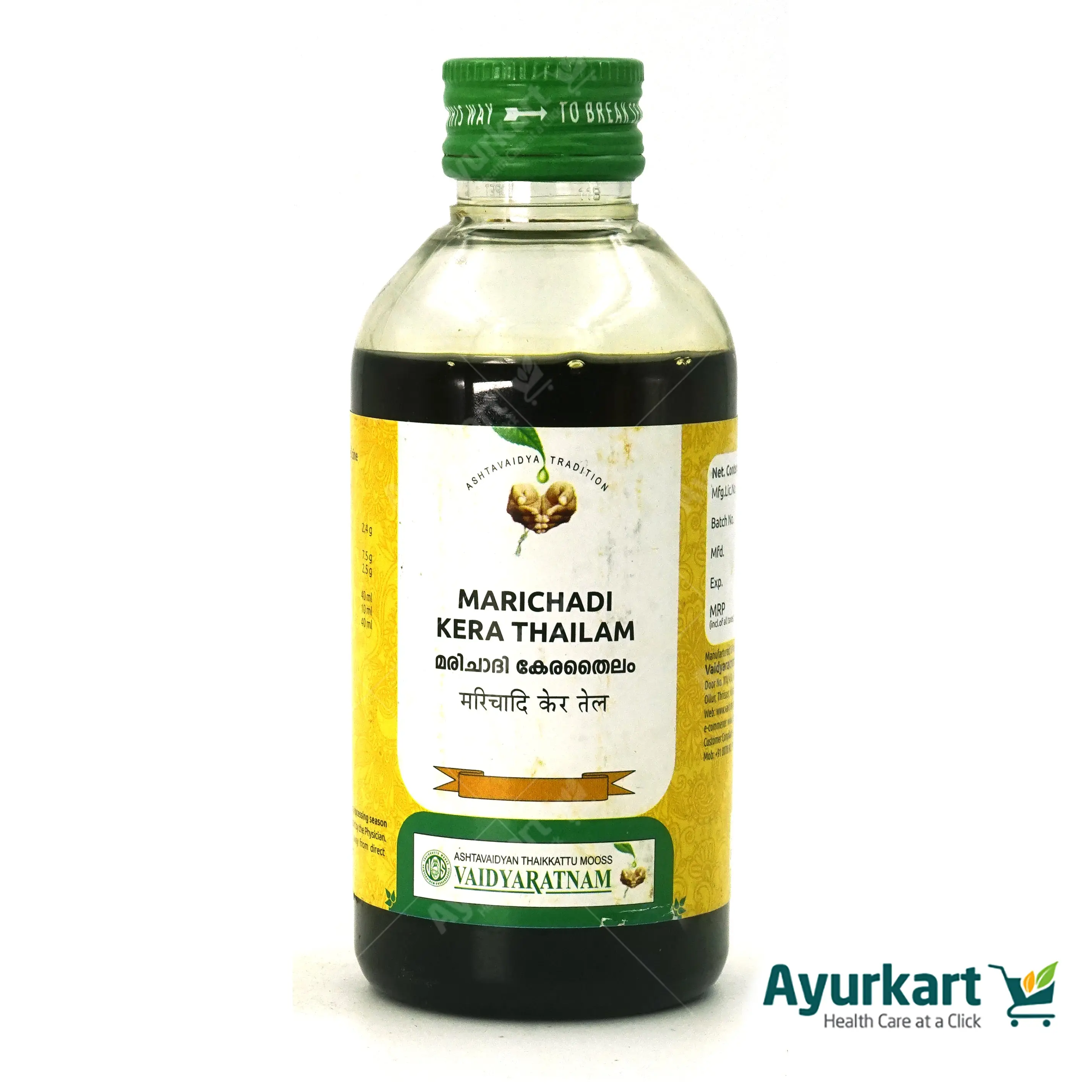 Marichadi Kera Thailam - 200ML - Vaidyaratnam - DragonVitality
