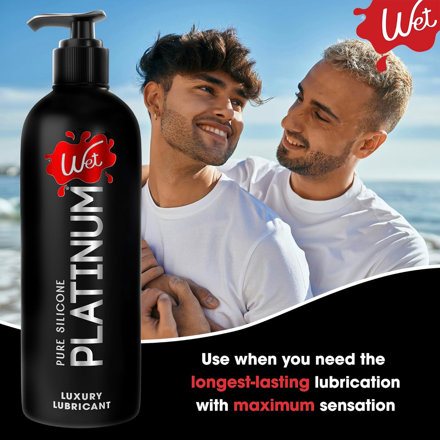 Wet Platinum Silicone-Based Personal Lubricant | Ultra Smooth, Super Slick, Hypoallergenic, Long-Lasting Performance, Waterproof Formula| Lube for Men, Women & Couples, 4.2 fl oz - DragonVitality