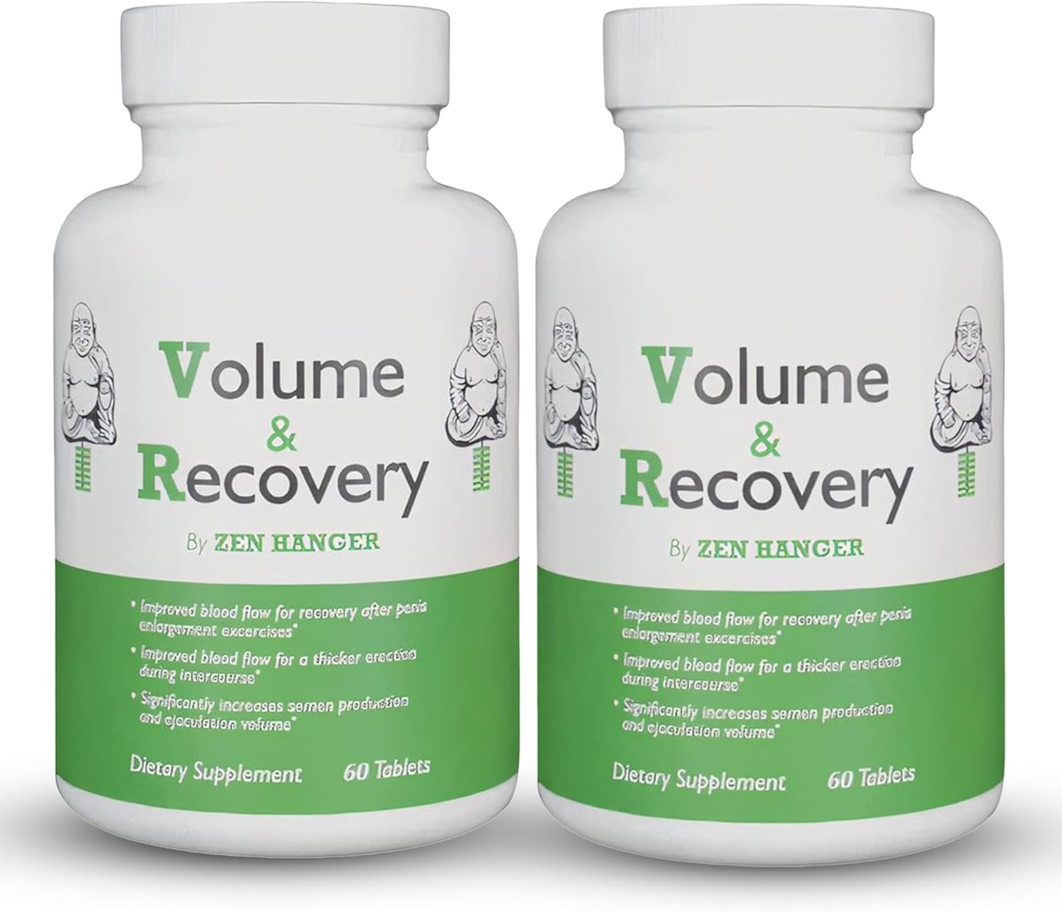 Zen Hanger Male Size Enhancement Pills (60 Count/Bottle, 2 Bottles) - Mens Supplement for Volume & Recovery After Enlargement Exercises - Penis Girth & Enlargement Pills - DragonVitality