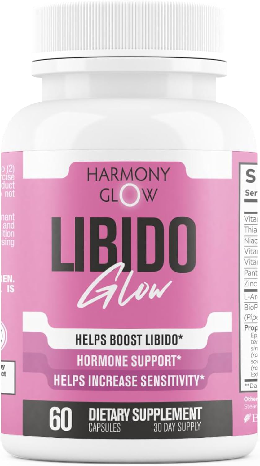 Harmony - Libido GLOW - Max Strength Libido Booster for Women | Heighten Sensitivity, Reduce Dryness, Energy Booster, Boost Desire & Mood | 9 Ultra Ingredients for Fast Results - 60 Capsules - DragonVitality