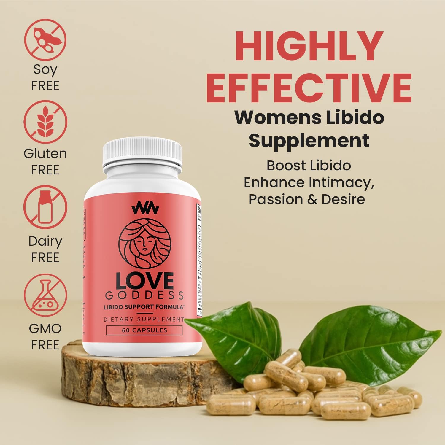 Womens Supplement That Boosts Libido | Enhance Intimacy, Passion and Desire | Miura Puama for Female Specific Arousal | Love Goddess | Vitamin | Warped Wellness - DragonVitality