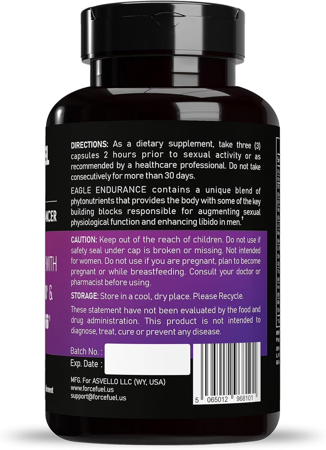 Herbal Supplement Sex Pills for Men – Last Longer in Bed and Enhance Erection Sensitivity – Includes Lab-Tested LJ100 Tongkat Ali & KSM-66 Ashwagandha – 30 Doses for Men Eagle Endurance by Force Fuel - DragonVitality