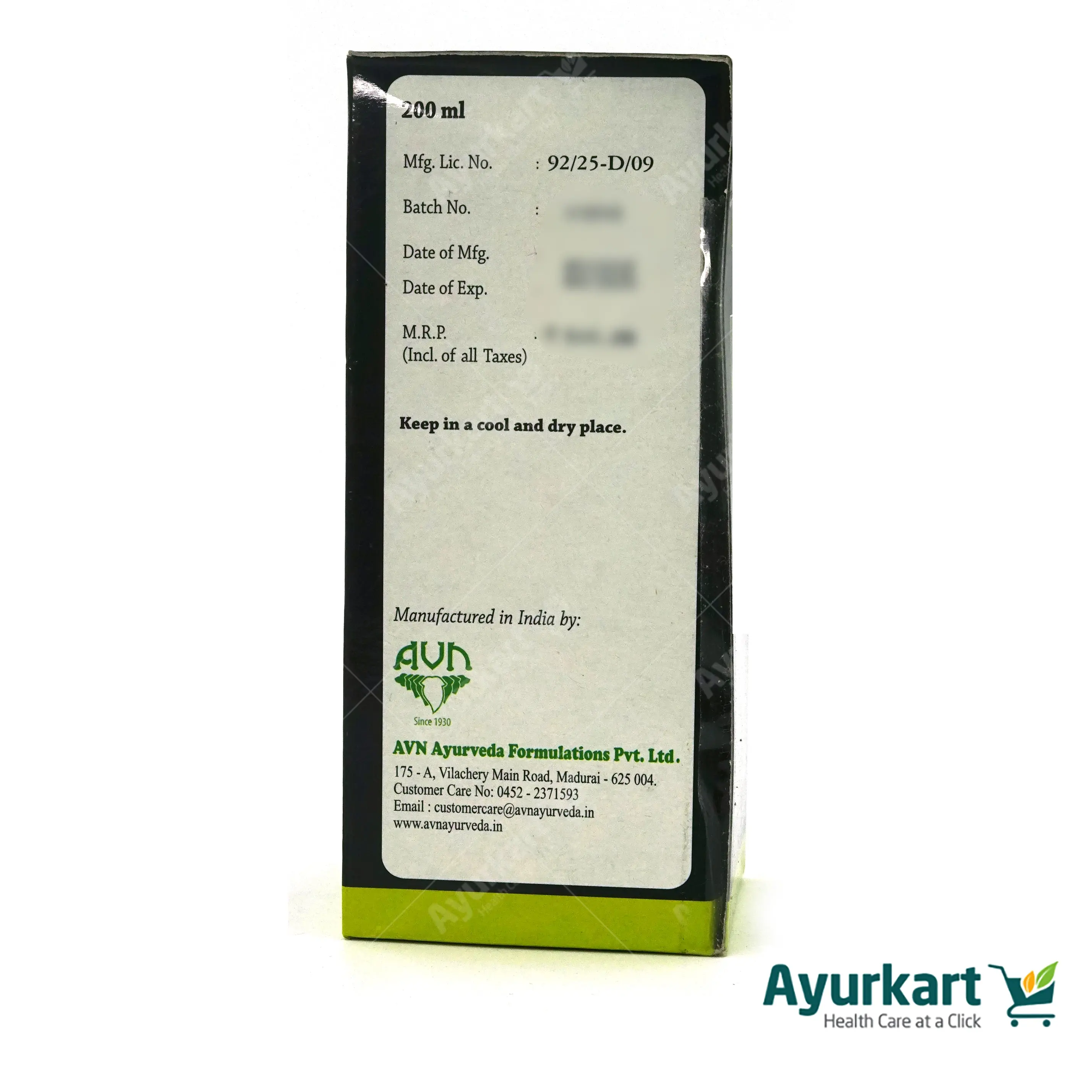 Karkuntal Ayurvedic Hair Oil - Arya Vaidya Nilayam (AVN Arogya) - DragonVitality