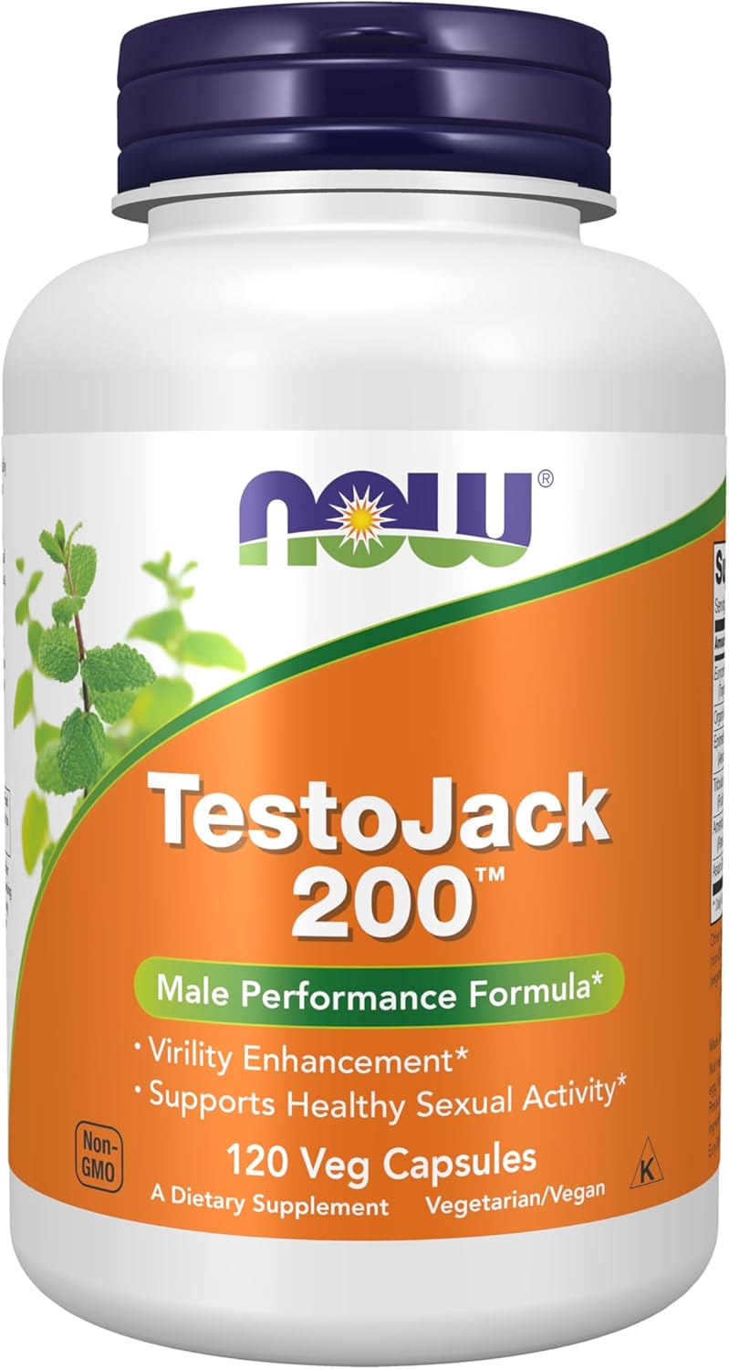 NOW Foods Supplements, TestoJack™ 200 with Tongkat Ali, Tribulus, Maca and Horny Goat Weed, 60 Veg Capsules - DragonVitality