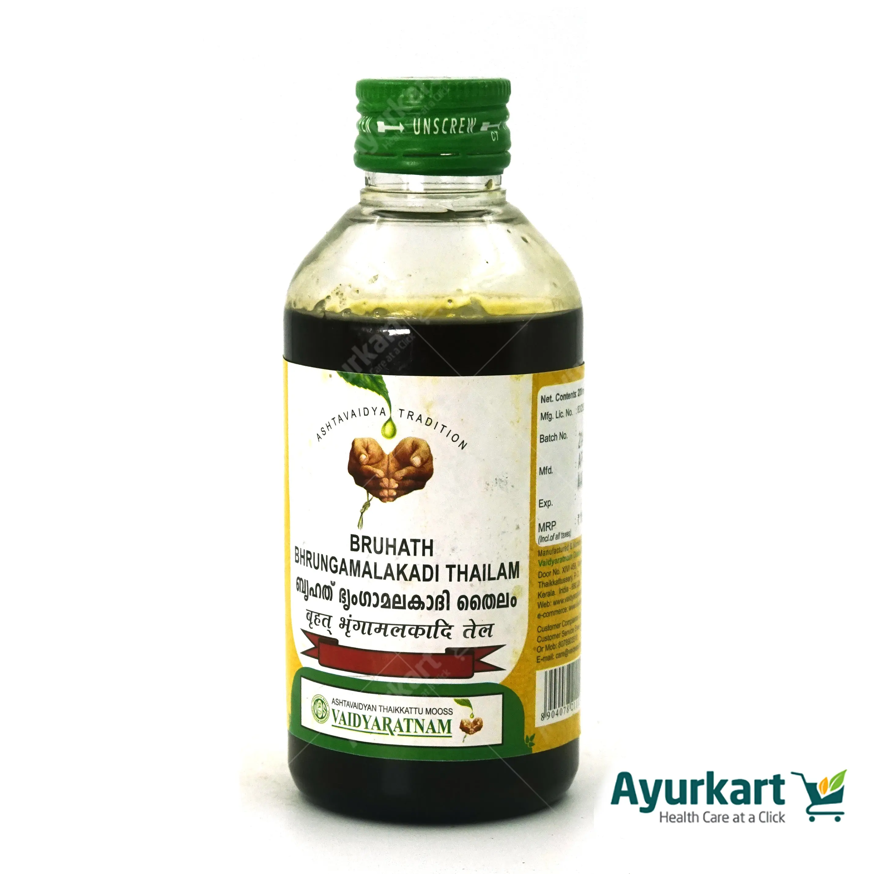 Bruhath Bhrungamalakadi Thailam - Vaidyaratnam - 200ML