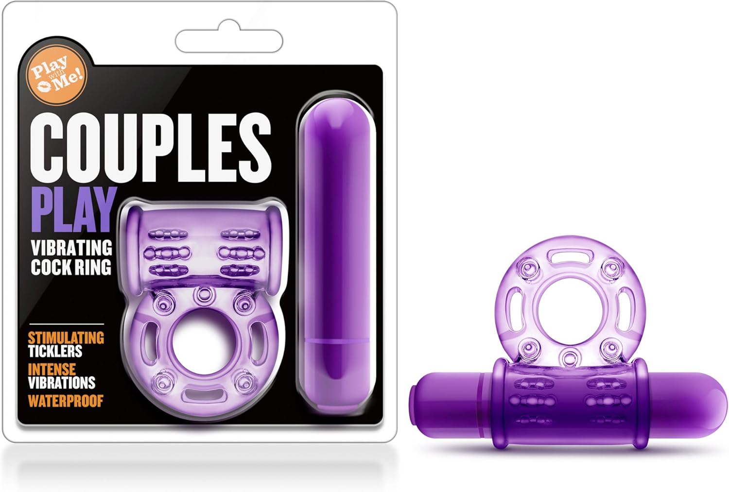 Blush Play with Me Couples Play - Vibrating C Ring - Soft and Stretchy - Nubs Stimulate The Clitoris - IPX7 Waterproof for Play in The Bath - Sexual Enhancer for Couples - Purple - DragonVitality
