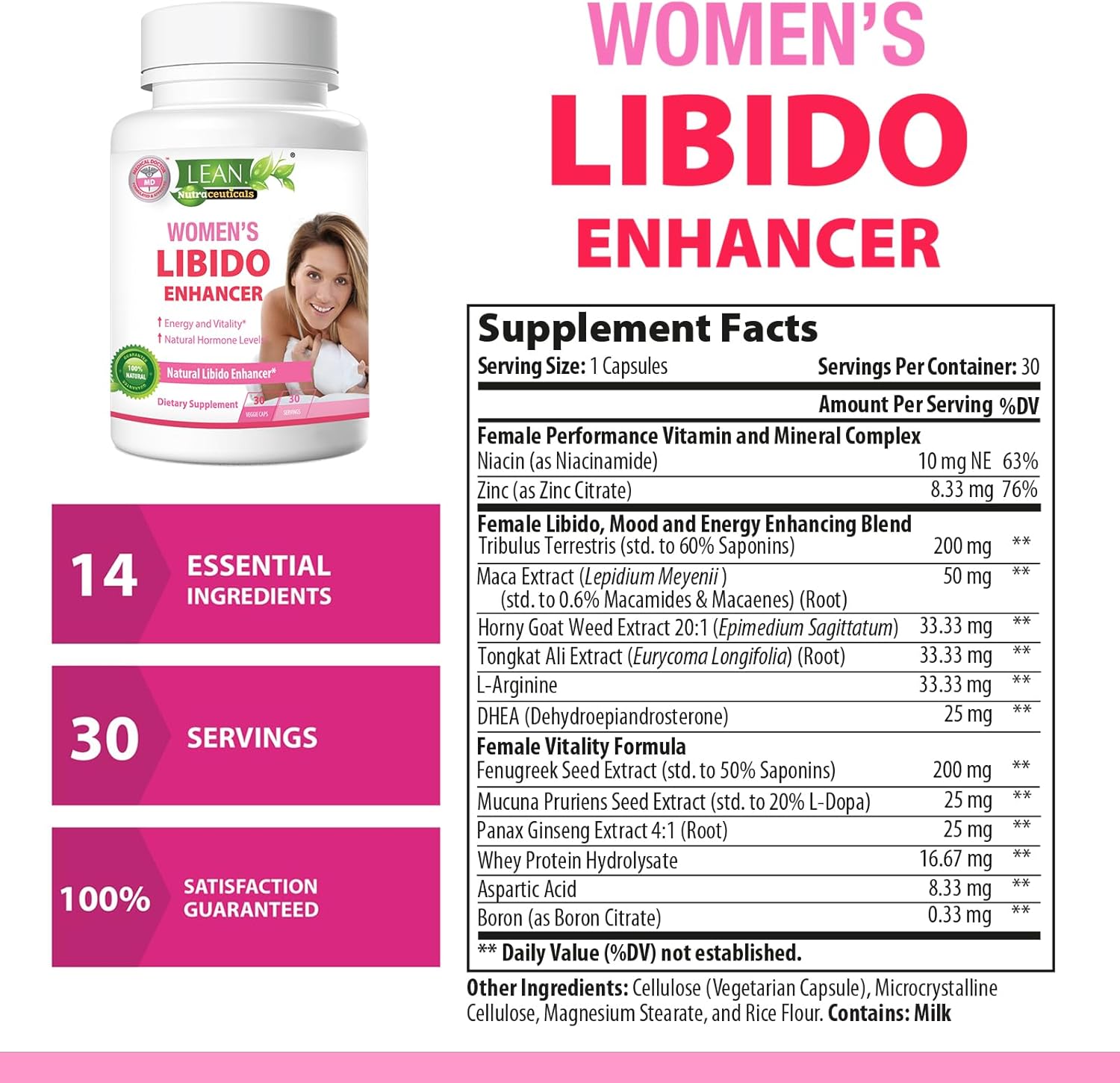 Libido Booster for Women, Maca Root Fenugreek Tongkat Ali Horny Goat Weed Female Energy Enhancer, Hormone Harmony Balance Mood Support Menopause Panax Ginseng DHEA Boron Supplement Pills, 30 Capsules - DragonVitality