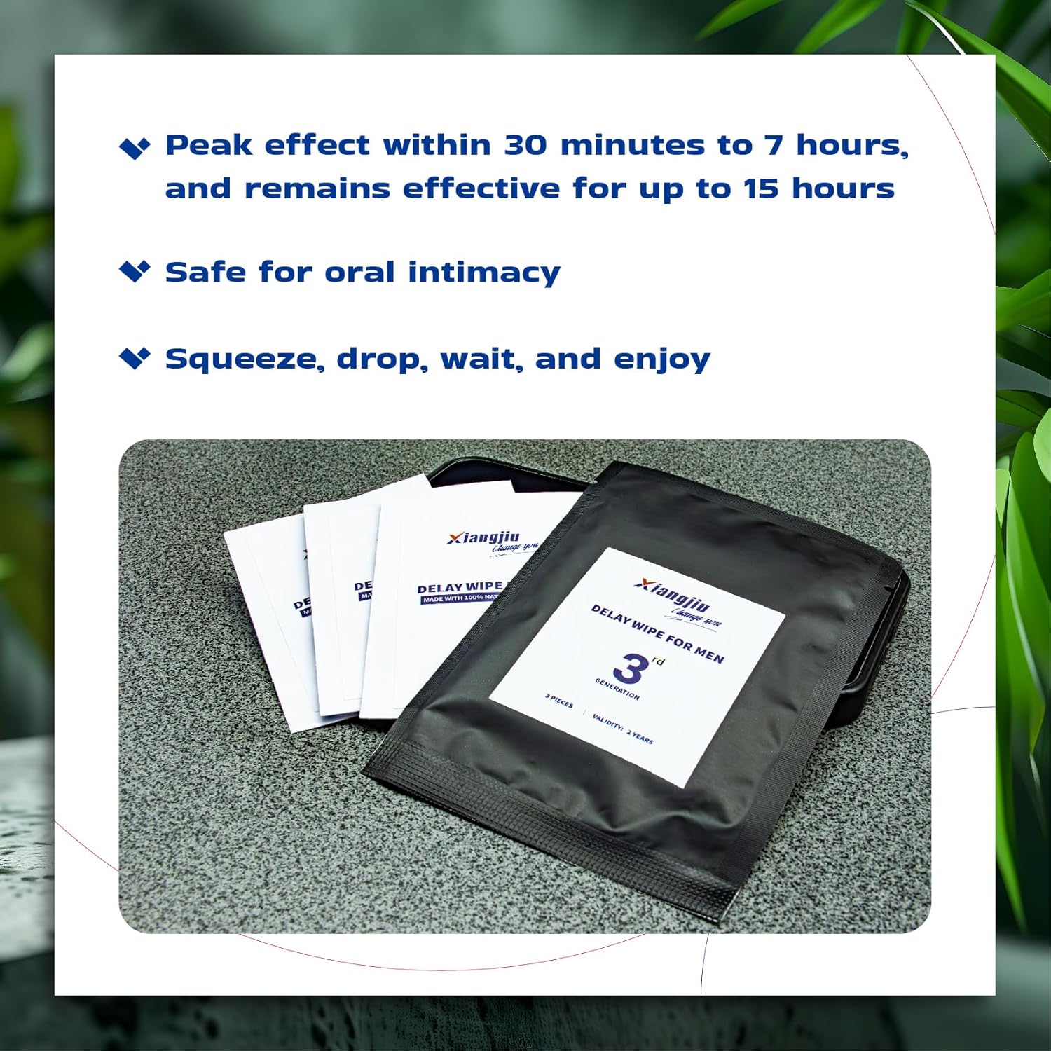 XIANGJIU Delay Wipes for Men, Climax Control for him to Last Longer in Bed, 3 PCS, 3rd Generation - DragonVitality