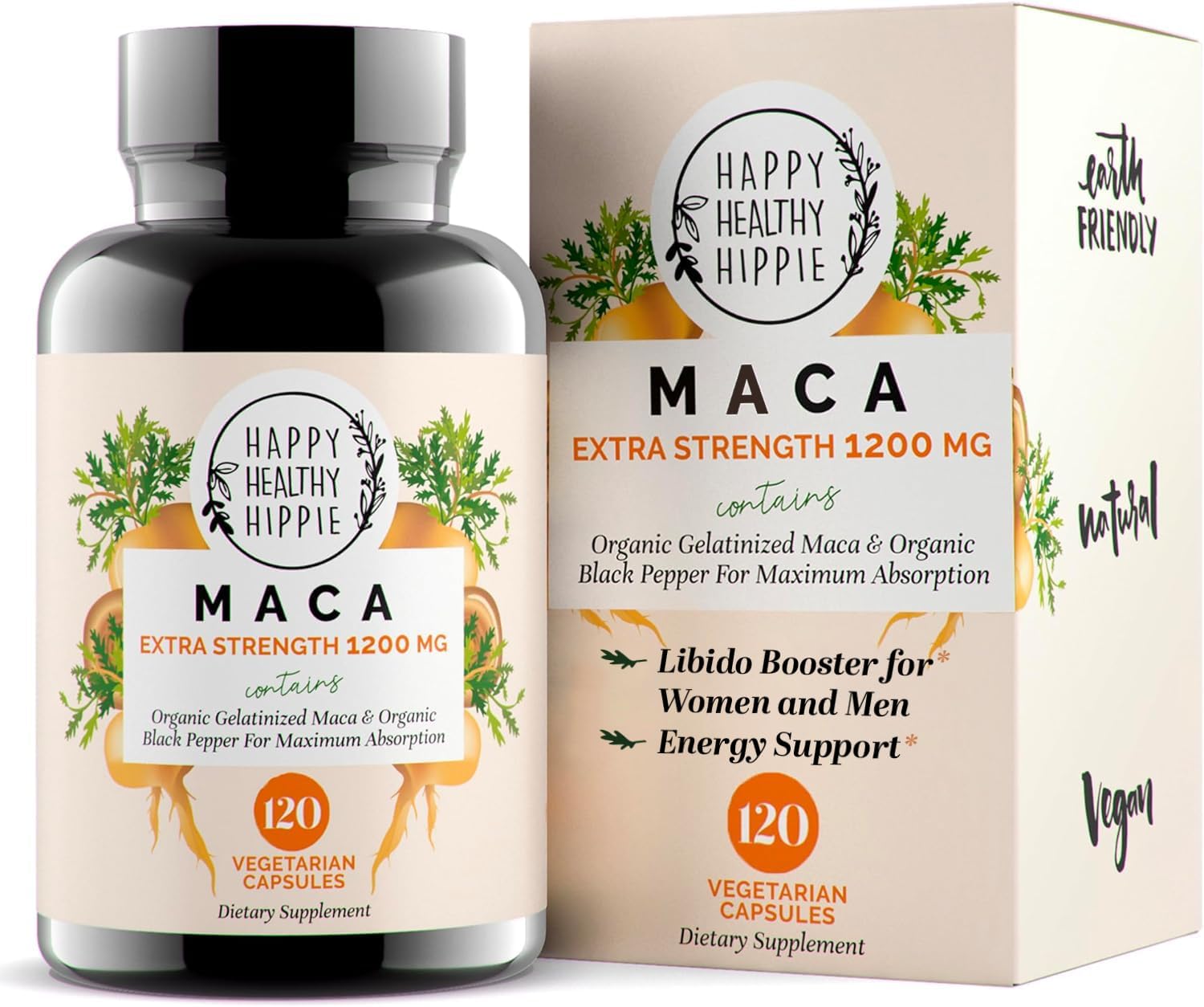 Organic Maca Root Capsules 1200 mg – Libido Booster for Women Fast Acting & Potent | Aphrodisiac Supplement | Energy Pills from Peru | Includes Black Pepper for High Absorption | Vegan, 120 Ct - DragonVitality