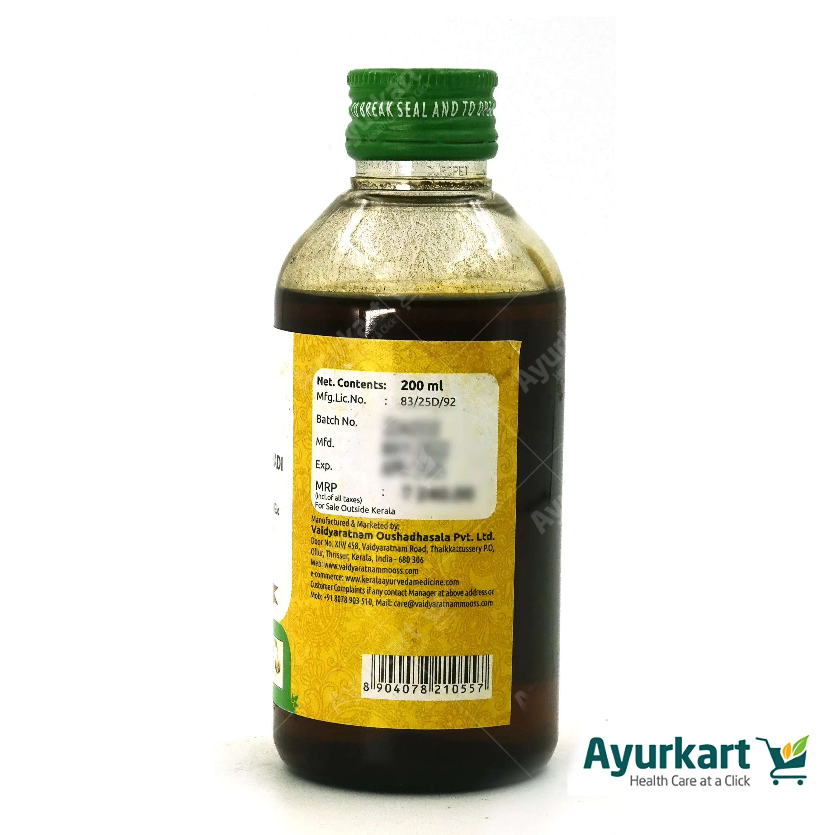 Baladhathryadi Thailam - Vaidyaratnam - 200ML - DragonVitality