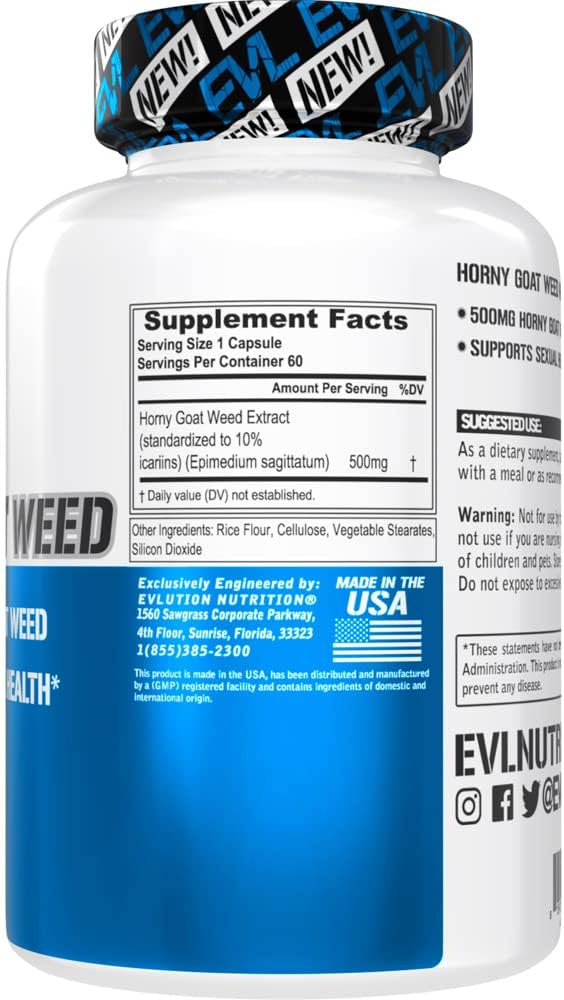 EVL Horny Goat Weed for Men - Invigorating Male Enhancing Supplement for Performance Size Energy and Stamina with Horny Goat Weed Extract - Male Libido Booster Testosterone Supplement for Men - DragonVitality