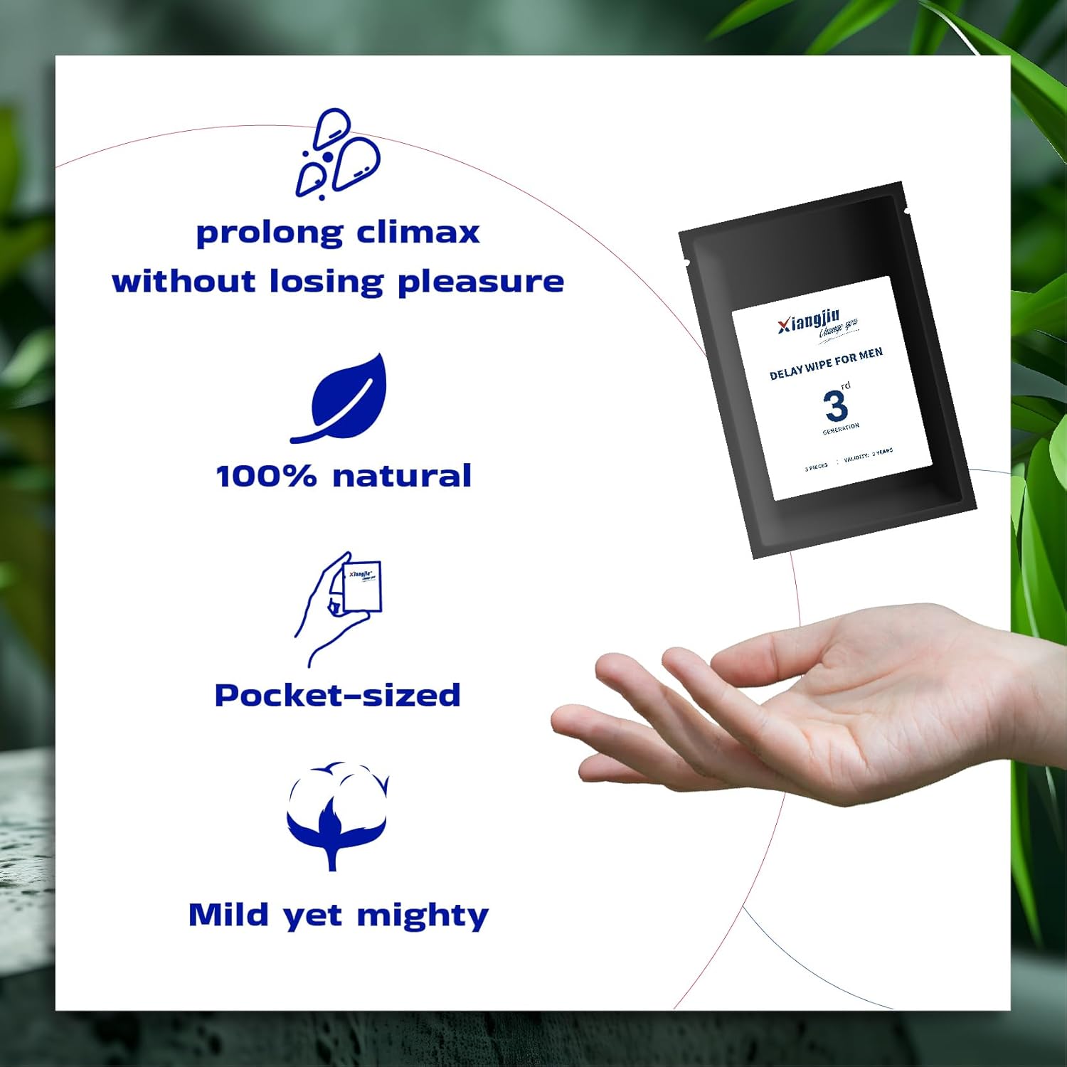 XIANGJIU Delay Wipes for Men, Climax Control for him to Last Longer in Bed, 3 PCS, 3rd Generation - DragonVitality