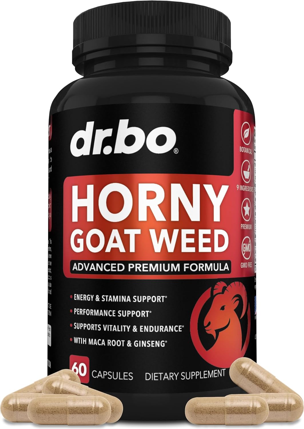 Horny Goat Weed For Men and Women - 1590mg Extra Max Male Enhancement, Stamina, Endurance, Performance - Maca Root, Tribulus, Muira Puama, L Arginine Ginseng Hornygoatweed for Men & Women - 60 Pills - DragonVitality