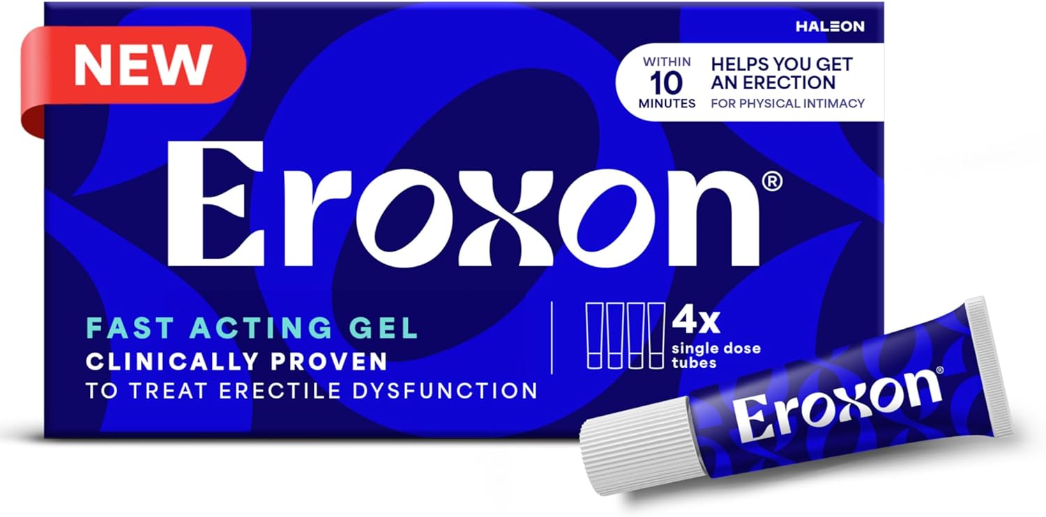 Eroxon Erectile Dysfunction Treatment Gel, New Clinically Proven Topical Gel, Helps Get an Erection Within 10 Minutes, 4 Single Use Tubes - DragonVitality