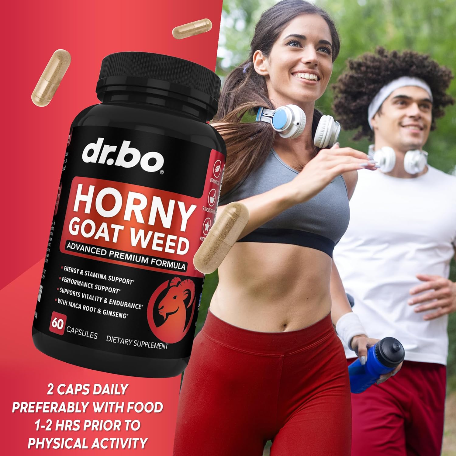 Horny Goat Weed For Men and Women - 1590mg Extra Max Male Enhancement, Stamina, Endurance, Performance - Maca Root, Tribulus, Muira Puama, L Arginine Ginseng Hornygoatweed for Men & Women - 60 Pills - DragonVitality