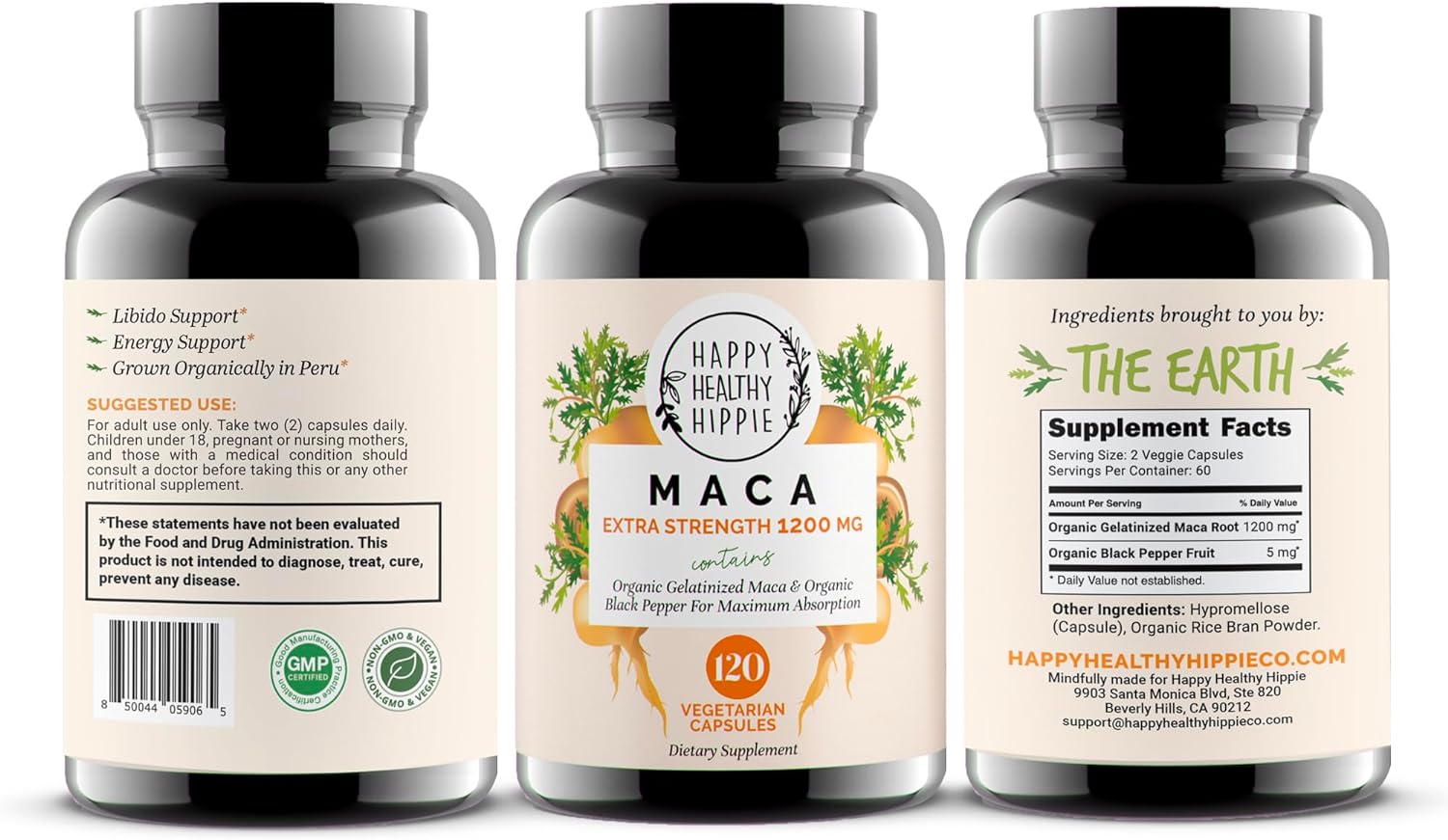 Organic Maca Root Capsules 1200 mg – Libido Booster for Women Fast Acting & Potent | Aphrodisiac Supplement | Energy Pills from Peru | Includes Black Pepper for High Absorption | Vegan, 120 Ct - DragonVitality